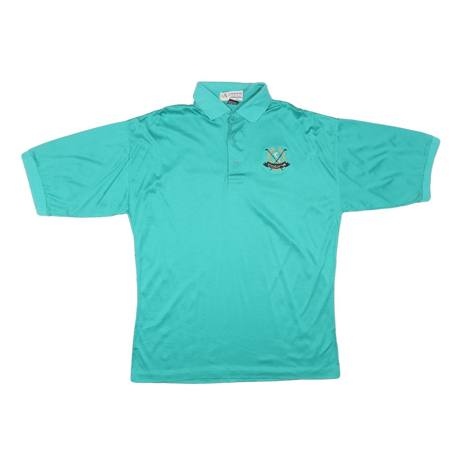 COBRA Mens Turquoise Polo Shirt L Cotton Blend Short Sleeve Crest Logo Casual Refurbished - N/A refurbished available on Cerqular