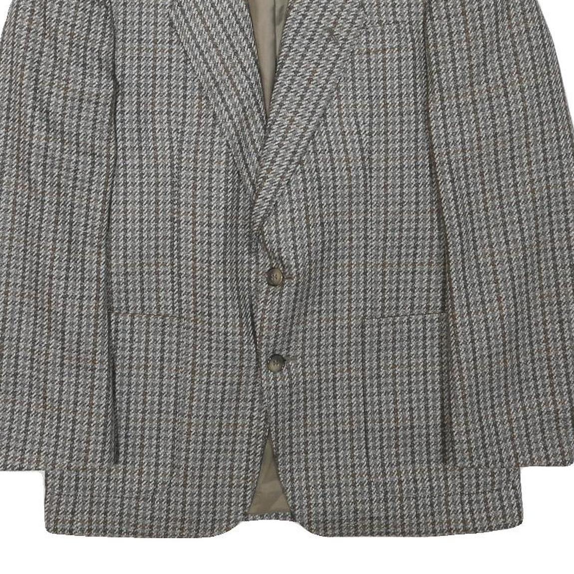 Mens Grey Brown Houndstooth Wool Blend Classic Jacket M Button Closure Tailored Refurbished - N/A refurbished available on Cerqular