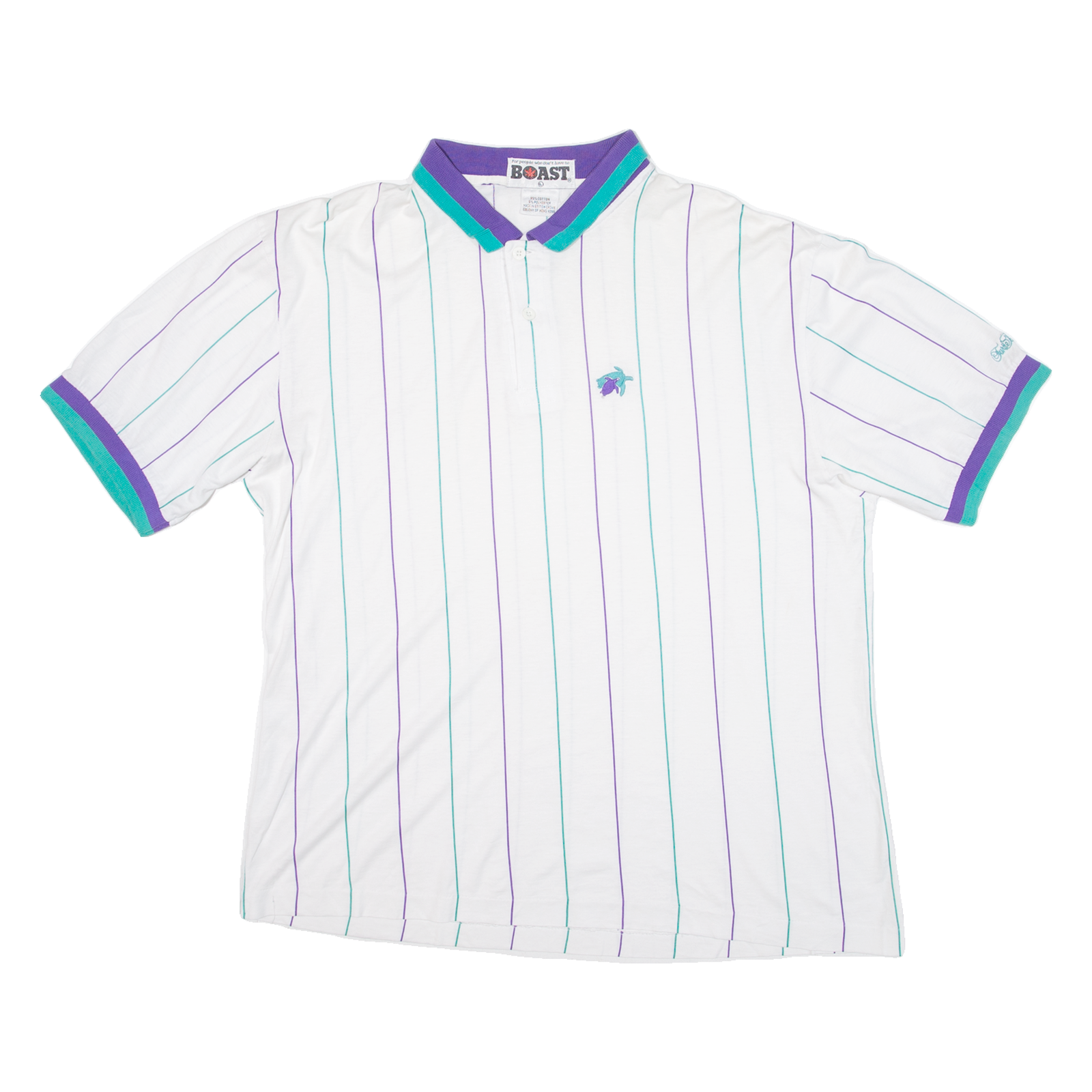 BOAST Mens Polo Shirt White Striped L Refurbished - N/A refurbished available on Cerqular