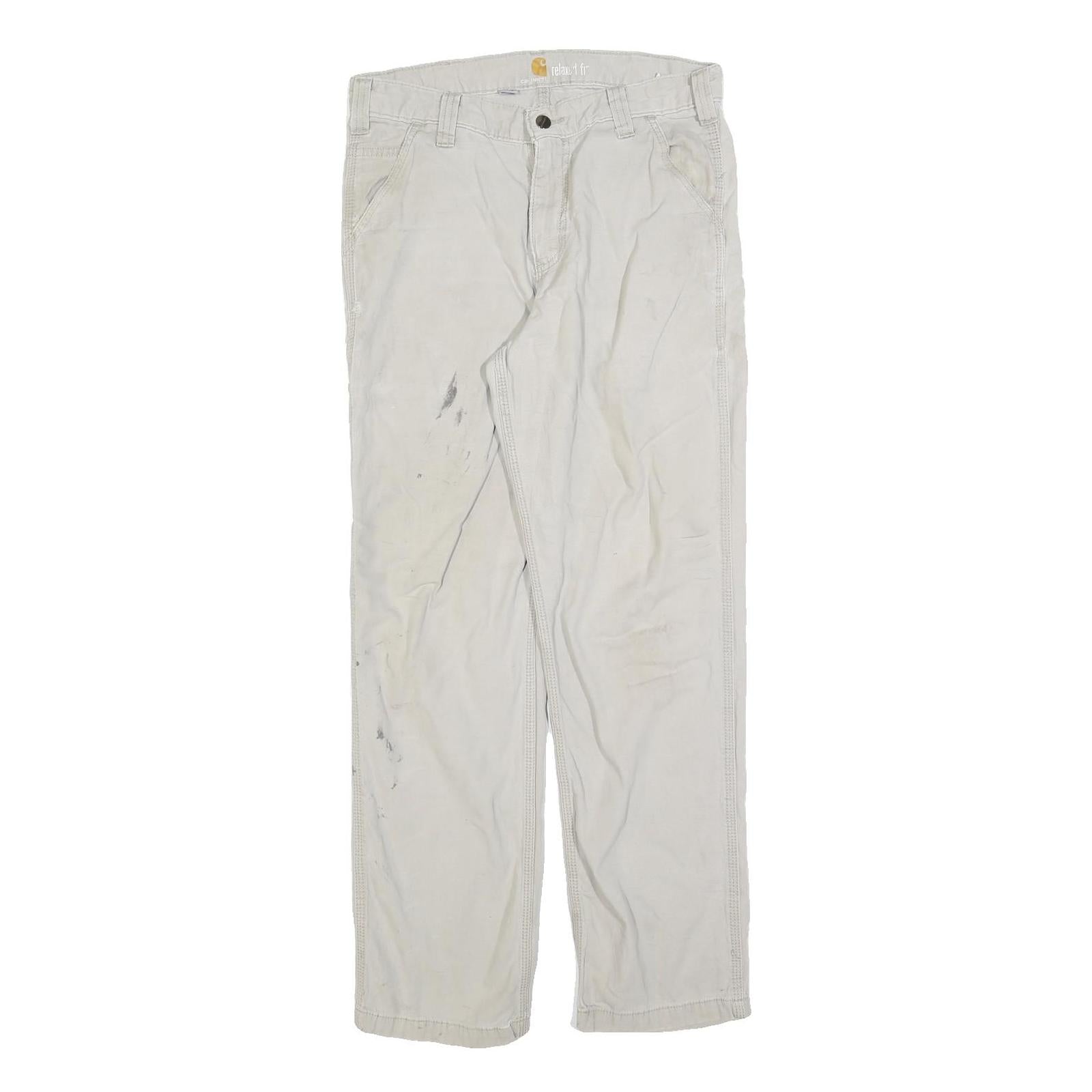 CARHARTT Mens Relaxed Cotton Blend Beige Straight Work Trousers W32 L32 Durable Refurbished - N/A refurbished available on Cerqular
