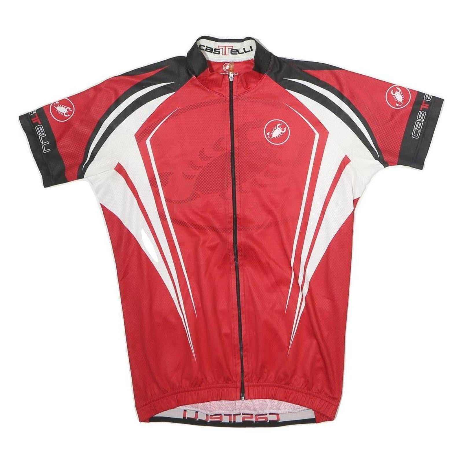 CASTRELLI Mens Red & White Graphic Cycling Jersey S Short Sleeve Zip Neck Refurbished - N/A refurbished available on Cerqular