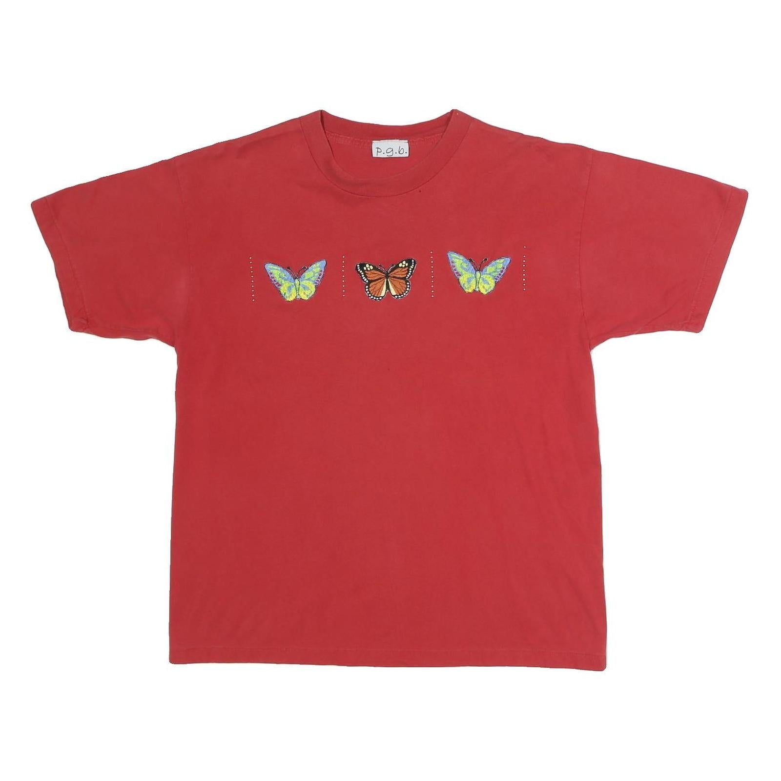 PGB Womens Red Butterfly Graphic T-Shirt XL Short Sleeve Crew Neck Casual Refurbished - N/A refurbished available on Cerqular