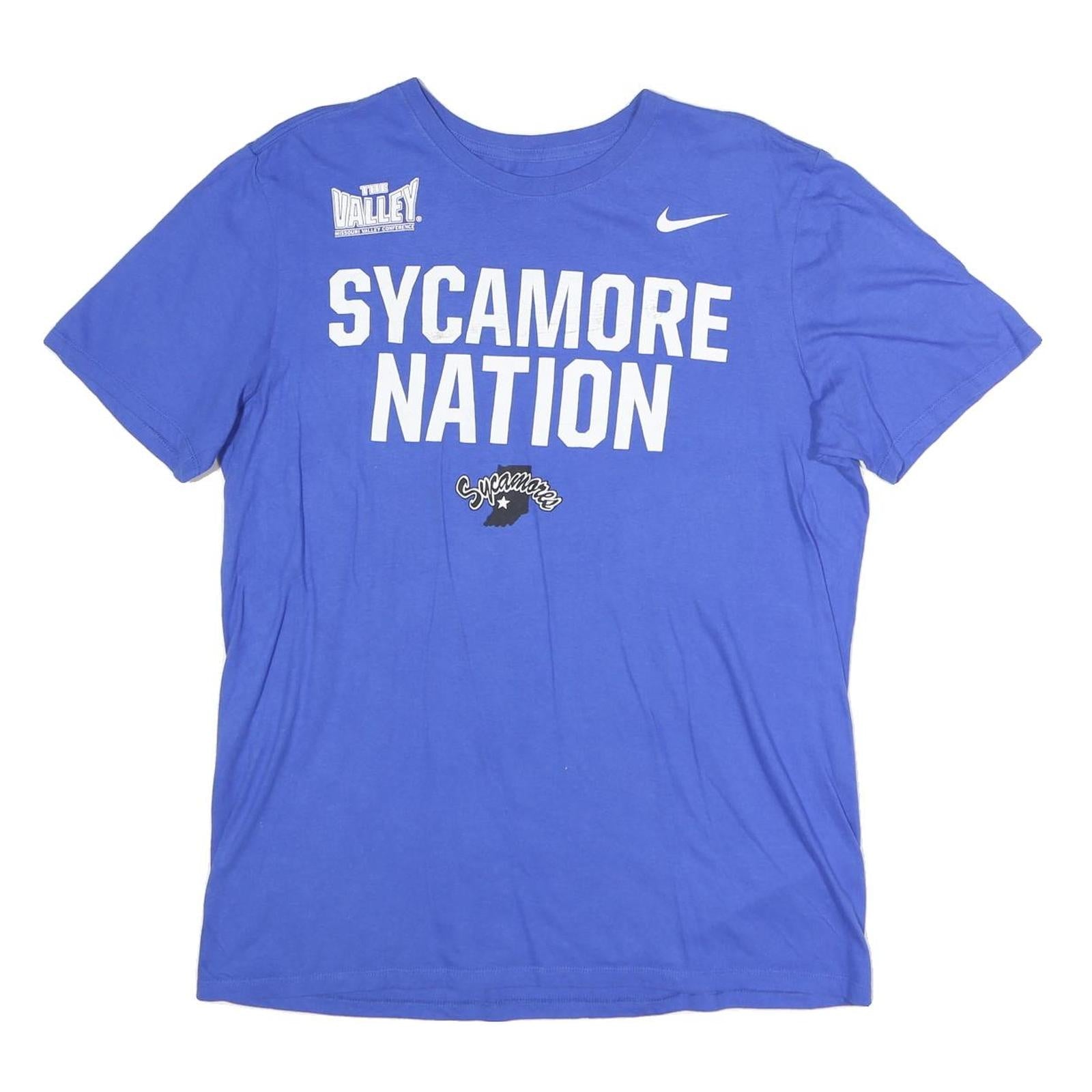 Buy NIKE Mens Blue Sycamore Nation Graphic T-Shirt L Short Sleeve Crew Neck Refurbished - $16.89 NIKE Mens Blue Sycamore Nation Graphic T-Shirt L Short Sleeve Crew Neck Refurbished - N/A refurbished available on Cerqular