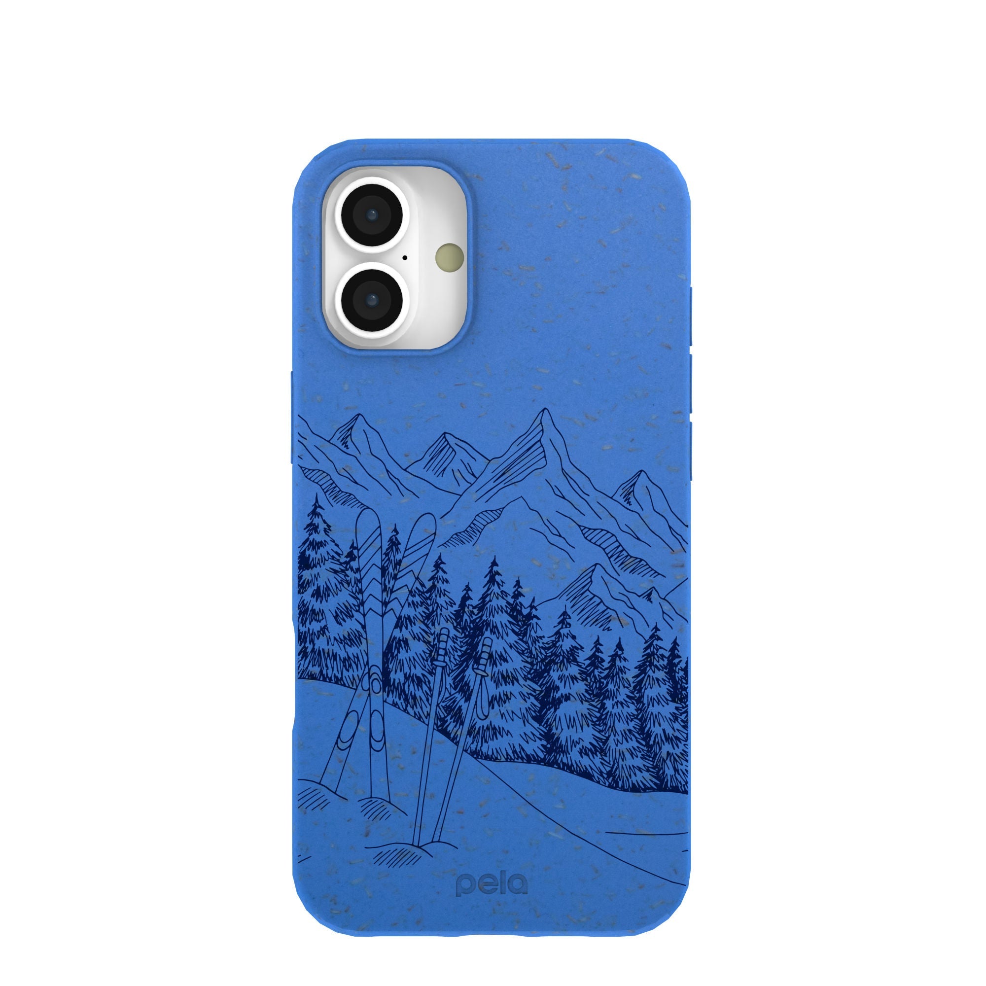 Electric Blue Backcountry Ski iPhone 16 Plus Case Refurbished - Pela Case refurbished available on Cerqular