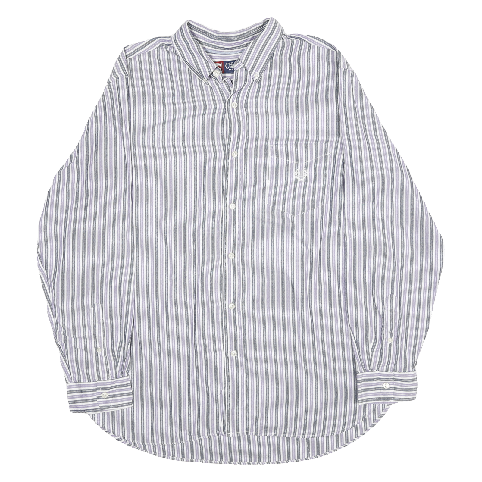 CHAPS Mens Blue & Grey Striped Shirt XL Button Down Casual Cotton Blend Refurbished - N/A refurbished available on Cerqular