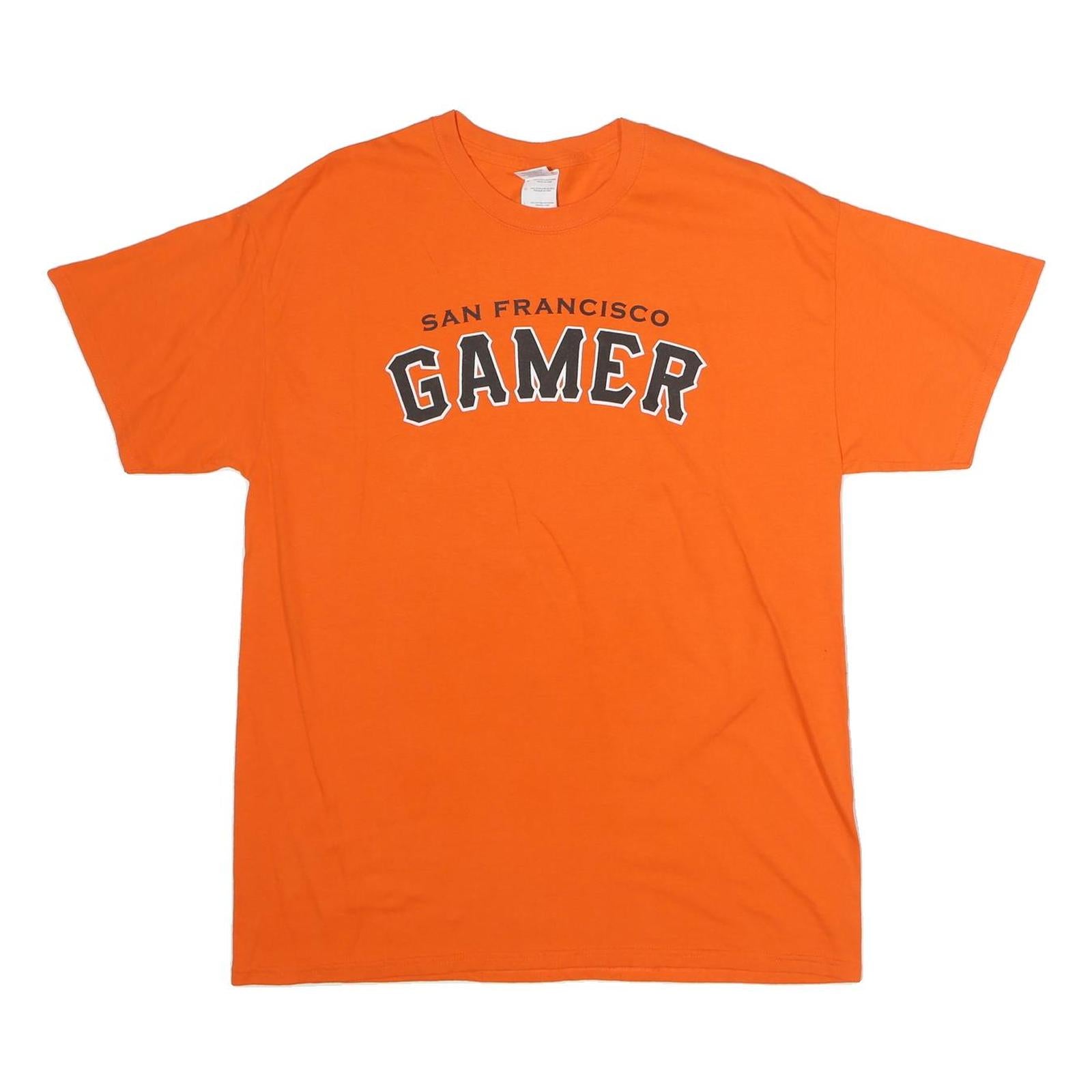 GILDAN Mens Orange San Francisco Gamer Graphic T-Shirt L Short Sleeve Crew Neck Refurbished - N/A refurbished available on Cerqular