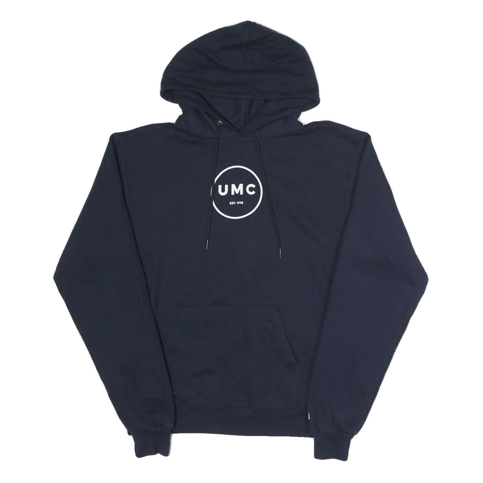 CHAMPION Mens Navy Blue Pullover Hoodie M UMC Graphic Print Refurbished - N/A refurbished available on Cerqular