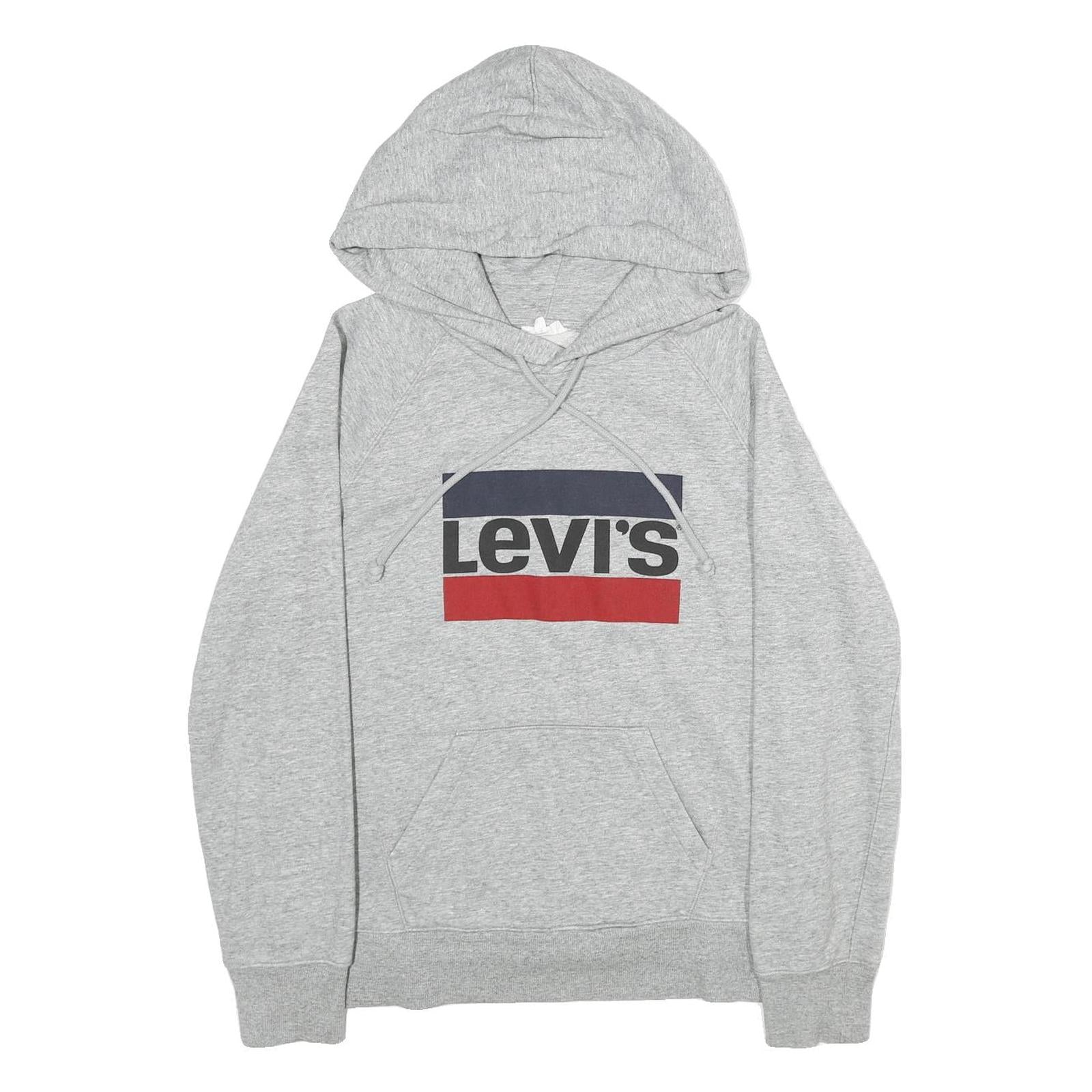 LEVI'S Mens Grey Hoodie S Cotton Pullover Casual Logo Print Drawstring Refurbished - N/A refurbished available on Cerqular