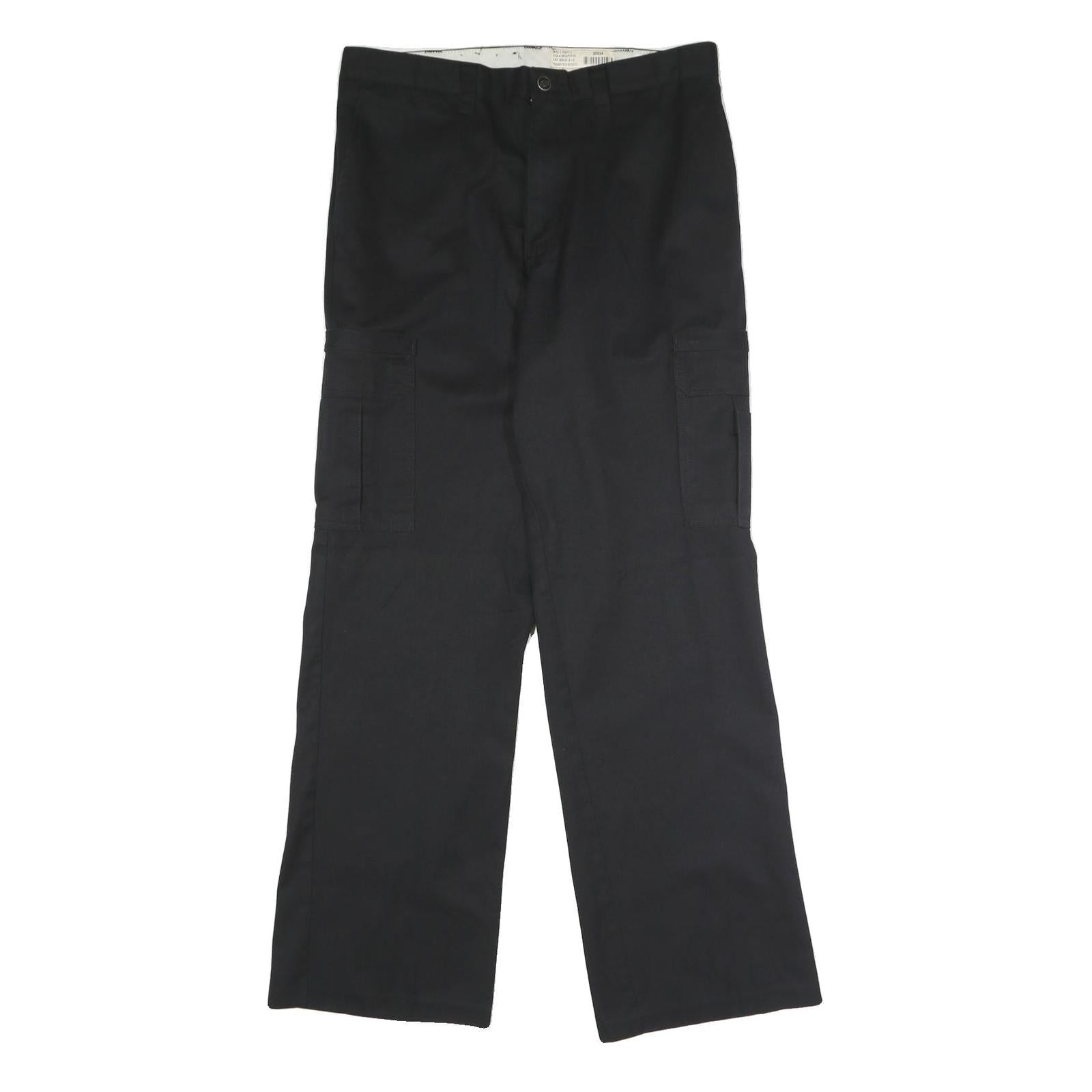 DICKIES Mens Polyester Blend Black Regular Fit Cargo Trousers W36 L34 Workwear Refurbished - N/A refurbished available on Cerqular