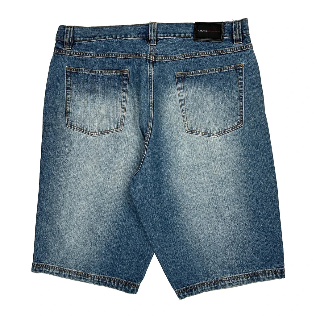 Fubu Denim Shorts - 40W 12L Blue Denim Refurbished - Thrifted (note: this is a term often used to describe second- refurbished available on Cerqular