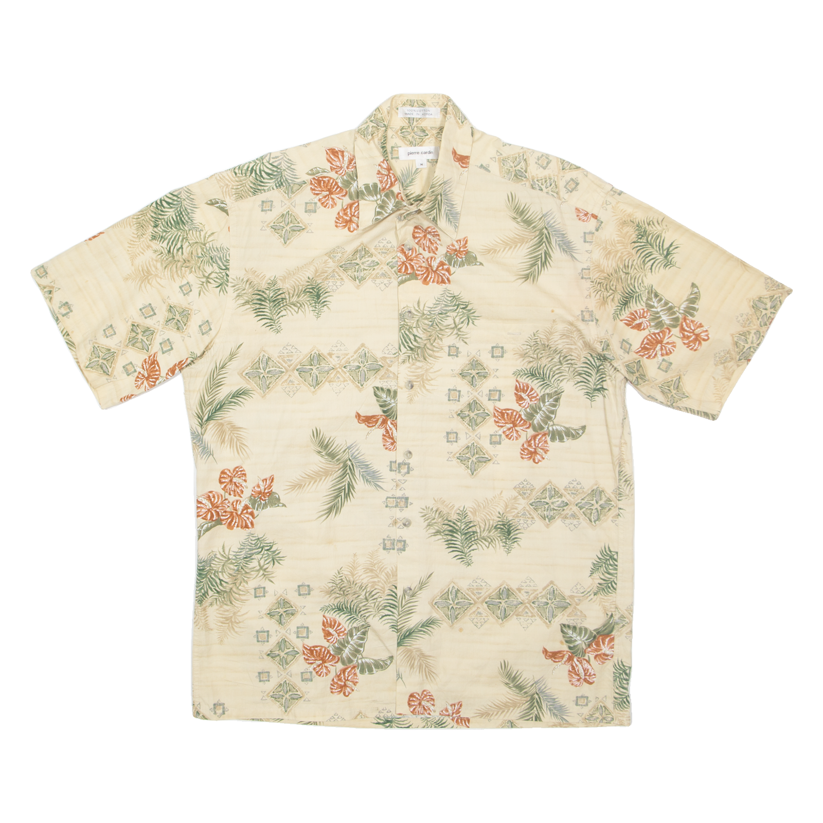 PIERRE CARDIN Mens Hawaiian Shirt Beige Floral M Refurbished - N/A refurbished available on Cerqular