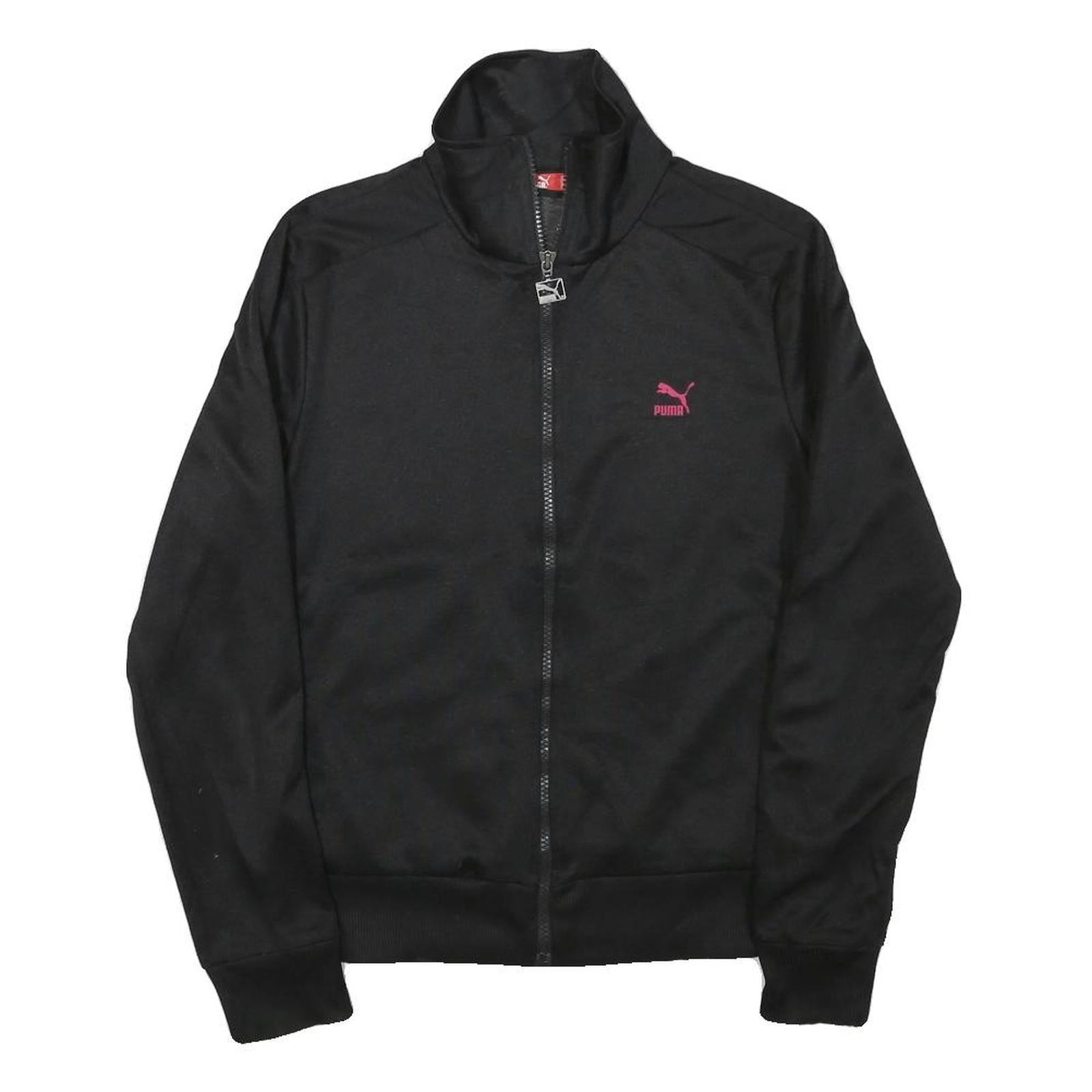 PUMA Womens Black Pink Logo Jacket M Polyester Blend Zip Athletic Track Top Refurbished - N/A refurbished available on Cerqular