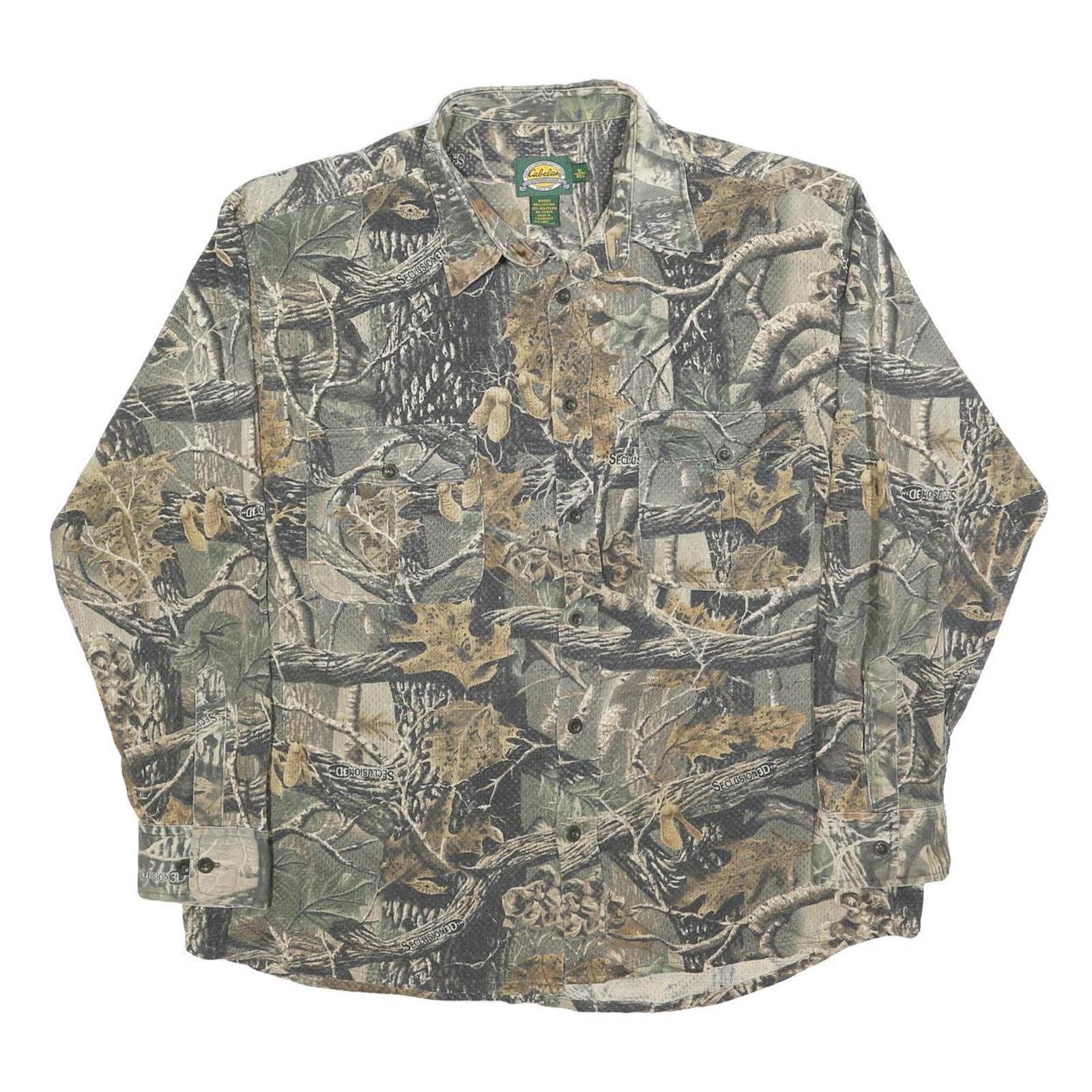 CABELA'S Mens Green & Brown Camo Pattern Shirt XL Outdoor Hunting Casual Refurbished - N/A refurbished available on Cerqular
