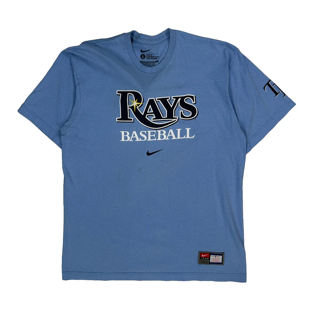 Buy Rays Baseball Nike Graphic T-Shirt - Large Blue Cotton Refurbished - $33.49 Rays Baseball Nike Graphic T-Shirt - Large Blue Cotton Refurbished - Thrifted (note: this is a term often used to describe second- refurbished available on Cerqular