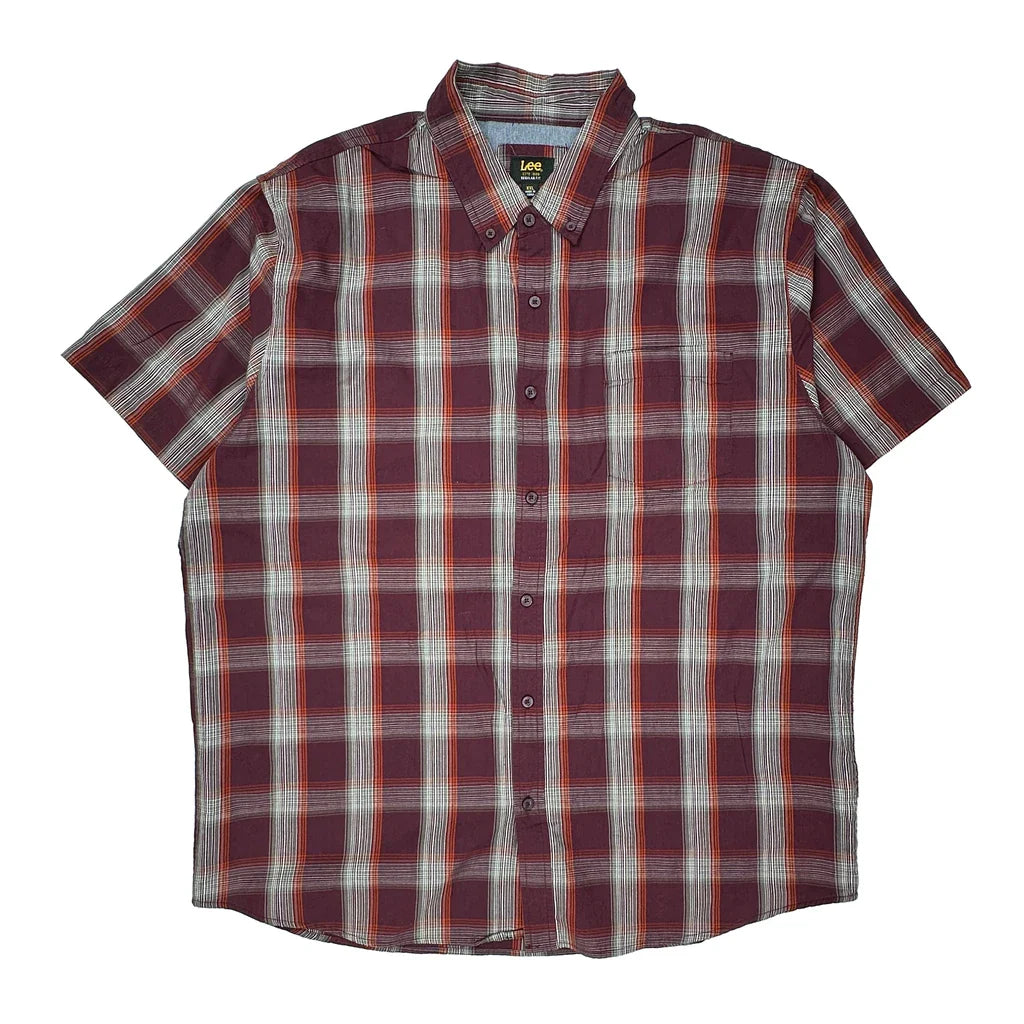 Buy Lee Checked Short Sleeve Shirt - 2XL Burgundy Cotton Refurbished - $40.19 Lee Checked Short Sleeve Shirt - 2XL Burgundy Cotton Refurbished - Thrifted (note: this is a term often used to describe second- refurbished available on Cerqular
