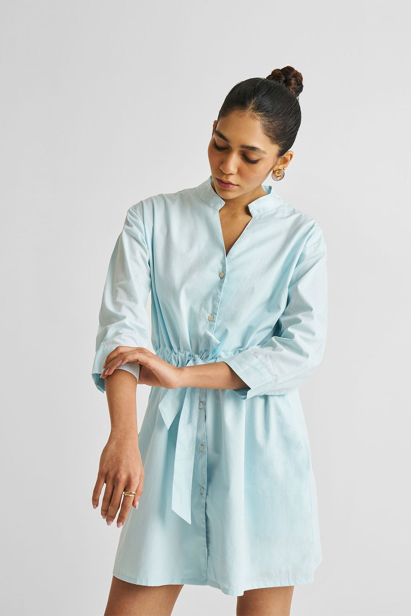Buy Short Tie Waist Dress in Summer Blue | Color: Summer Blue | Size: XS Refurbished - $135.00 Short Tie Waist Dress in Summer Blue | Color: Summer Blue | Size: XS Refurbished - Resistor (Note: This is a generic term for an electronic component, refurbished available on Cerqular