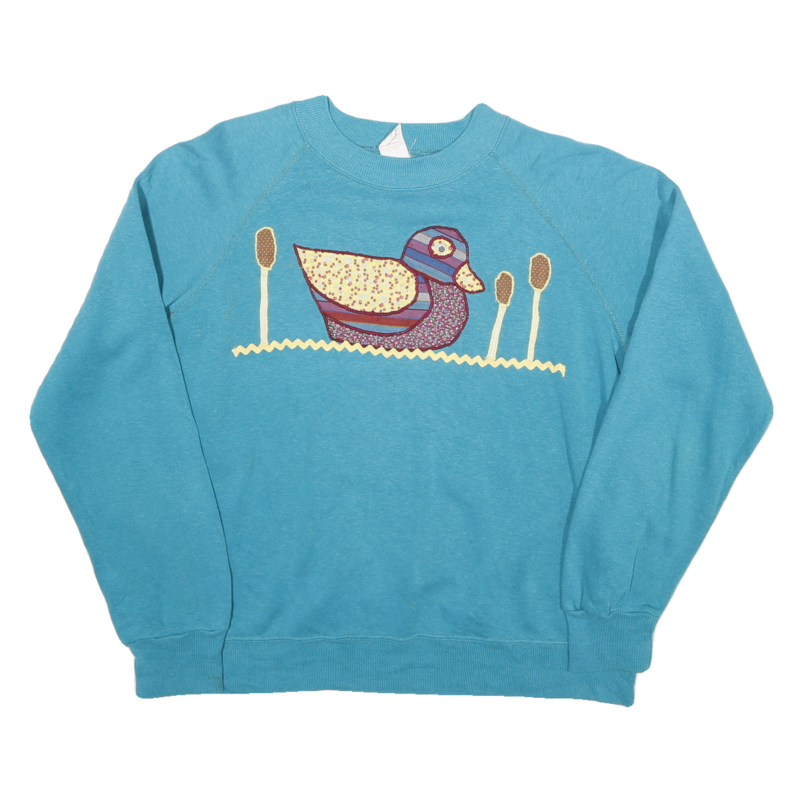 Womens Blue Sweatshirt L Cotton Blend Pullover Duck Motif Casual Refurbished - N/A refurbished available on Cerqular