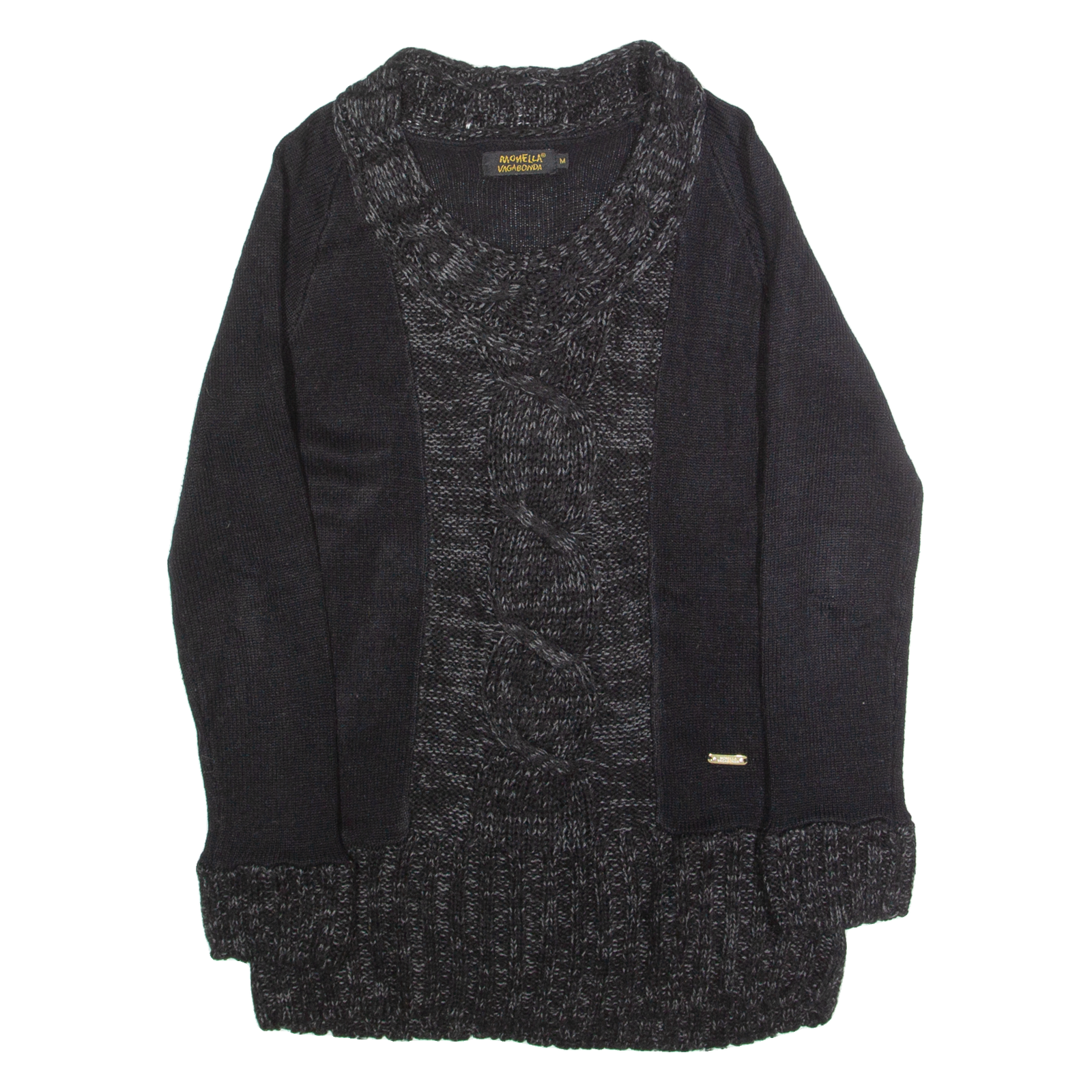 MONELLA VAGABONDA Womens Jumper Black Chunky Knit M Refurbished - N/A refurbished available on Cerqular
