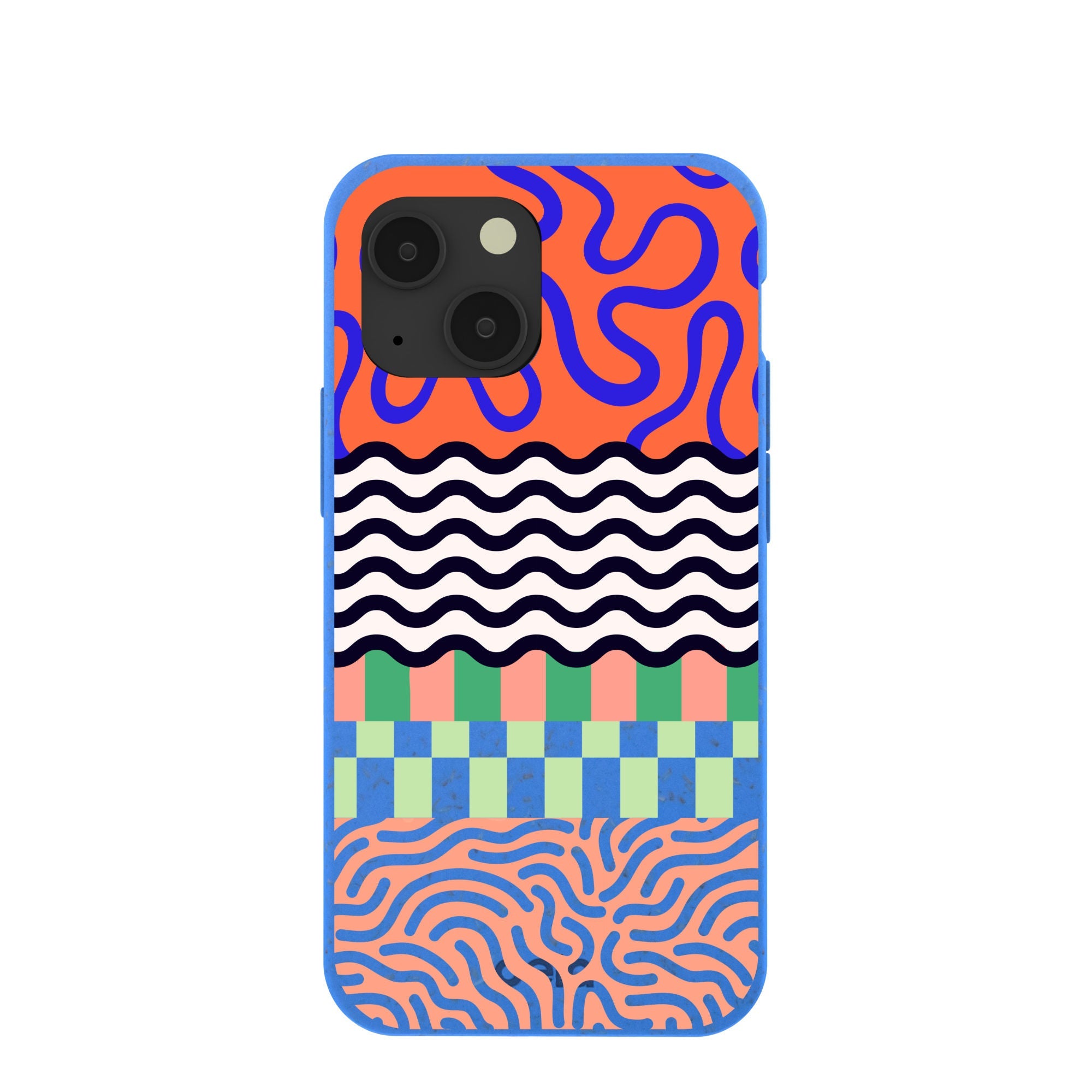 Electric Blue Tangerine Mix iPhone 13 Mini Case Refurbished - Pela Case refurbished available on Cerqular
