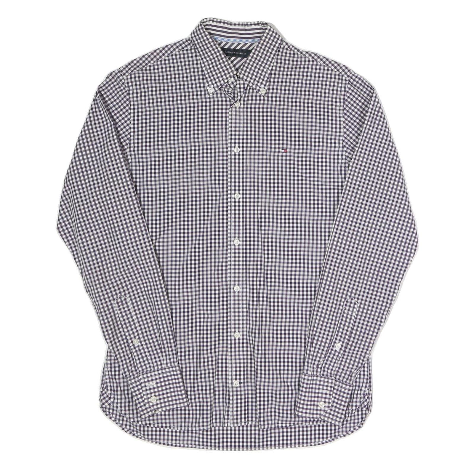 TOMMY HILFIGER Mens Blue & White Check Shirt S Button Down Classic Fit Cotton Refurbished - N/A refurbished available on Cerqular