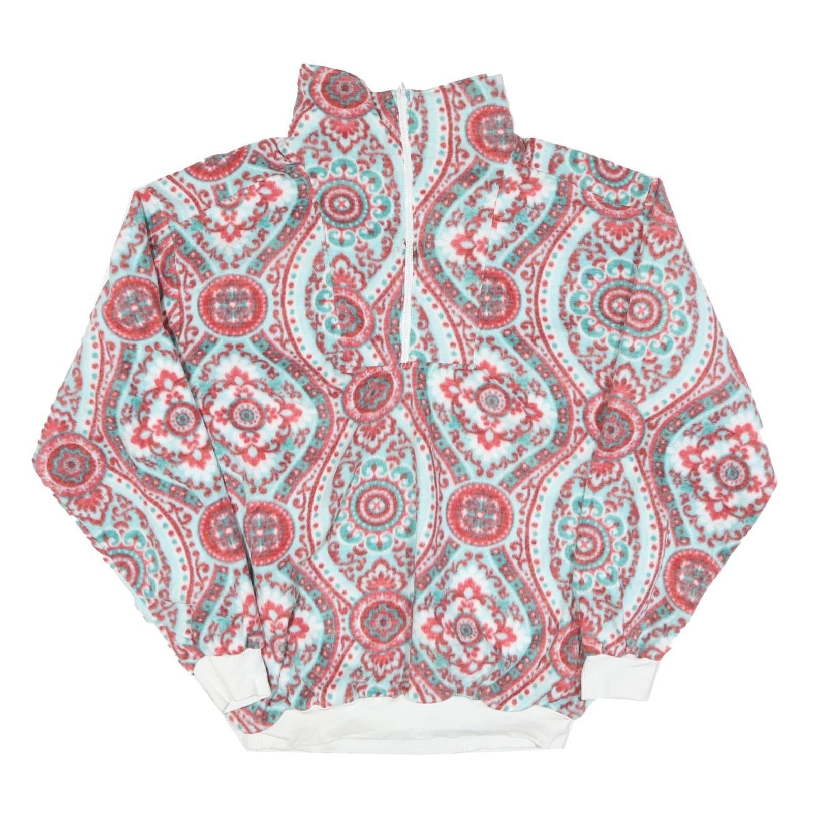 Mens Blue Red White Patterned Pullover Jumper Half Zip Polyester XL Casual Refurbished - N/A refurbished available on Cerqular