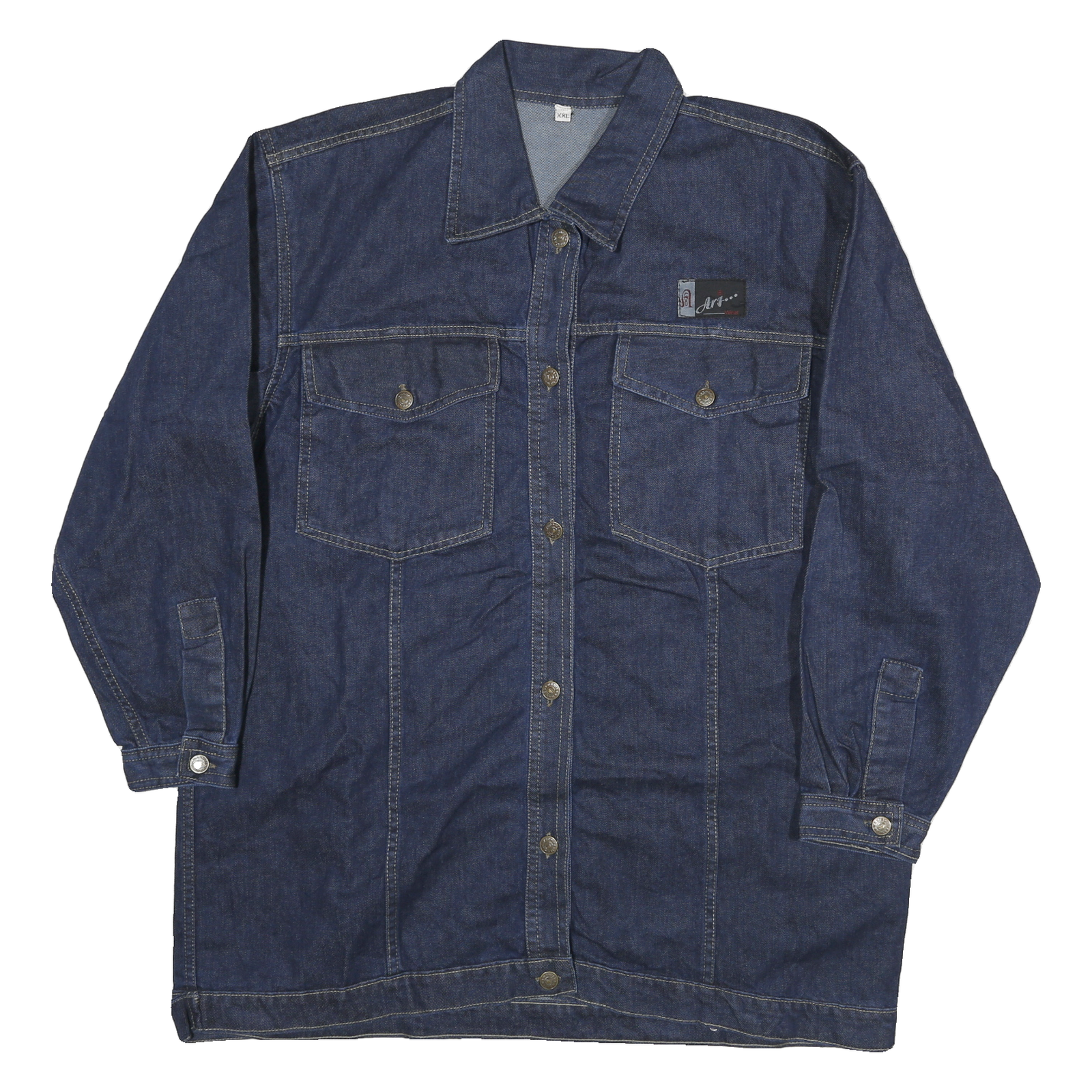 ART Womens Blue Denim Jacket 2XL Cotton Button Closure Classic Fit Long Sleeve Refurbished - N/A refurbished available on Cerqular