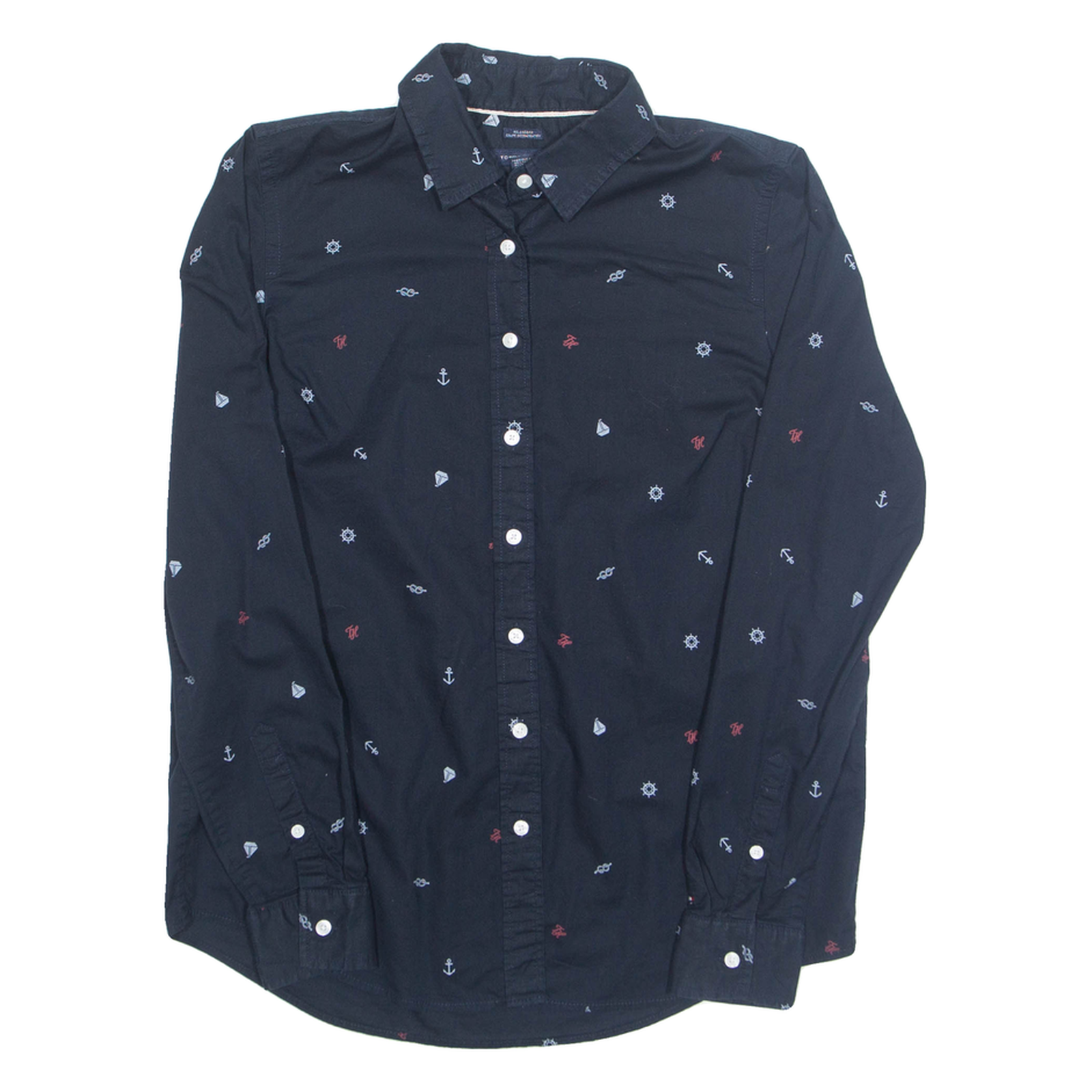 TOMMY HILFIGER Anchor Womens Shirt Blue Crazy Pattern Long Sleeve XS Refurbished - N/A refurbished available on Cerqular