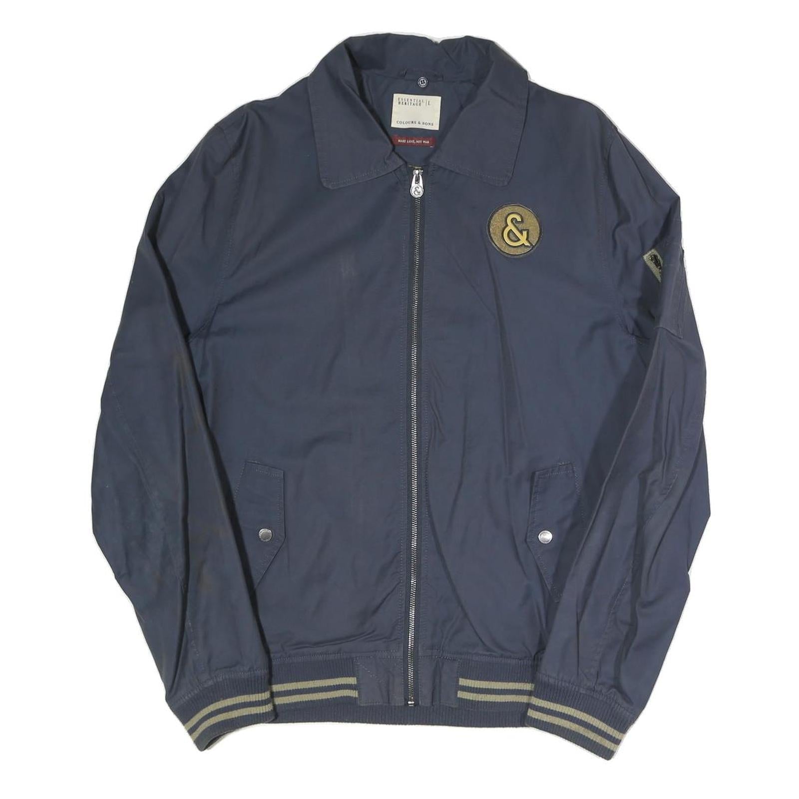 ESSENTIAL HERITAGE Mens Navy Blue Zip Jacket L Polyester Blend Plain Casual Refurbished - N/A refurbished available on Cerqular