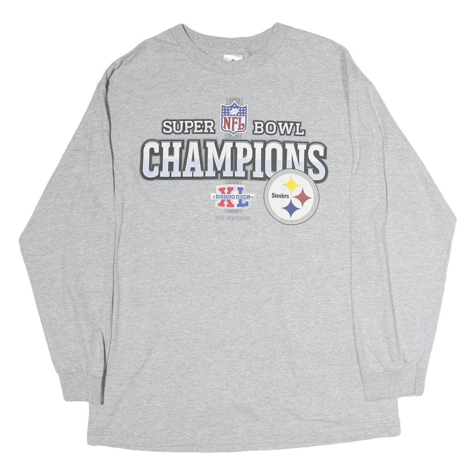 ALSTYLE APPAREL & ACTIVEWEAR Mens Grey NFL Super Bowl Champions Long Sleeve Crew Refurbished - N/A refurbished available on Cerqular
