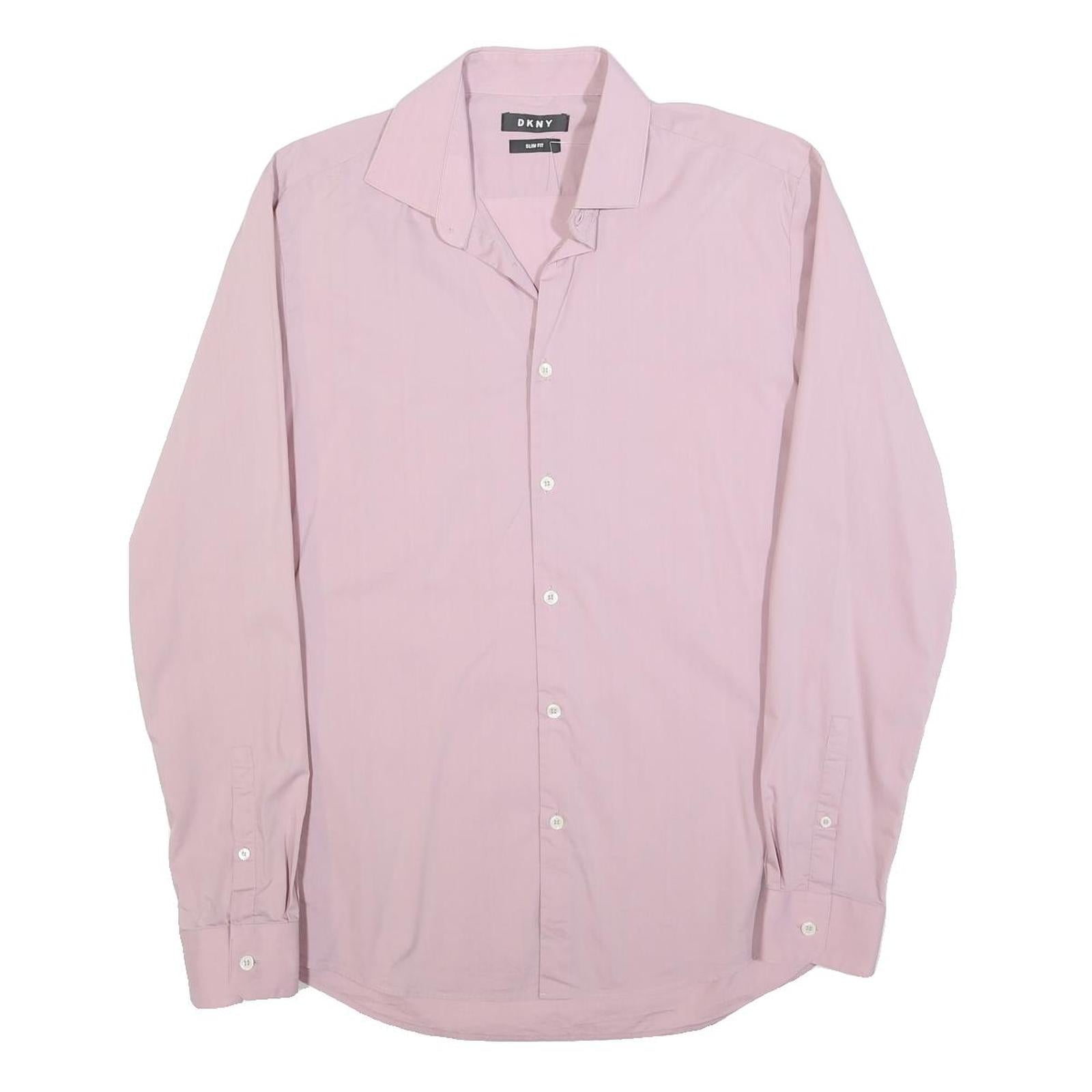 DKNY Mens Pink Slim Fit Shirt L Cotton Blend Formal Button Down Long Sleeve Refurbished - N/A refurbished available on Cerqular