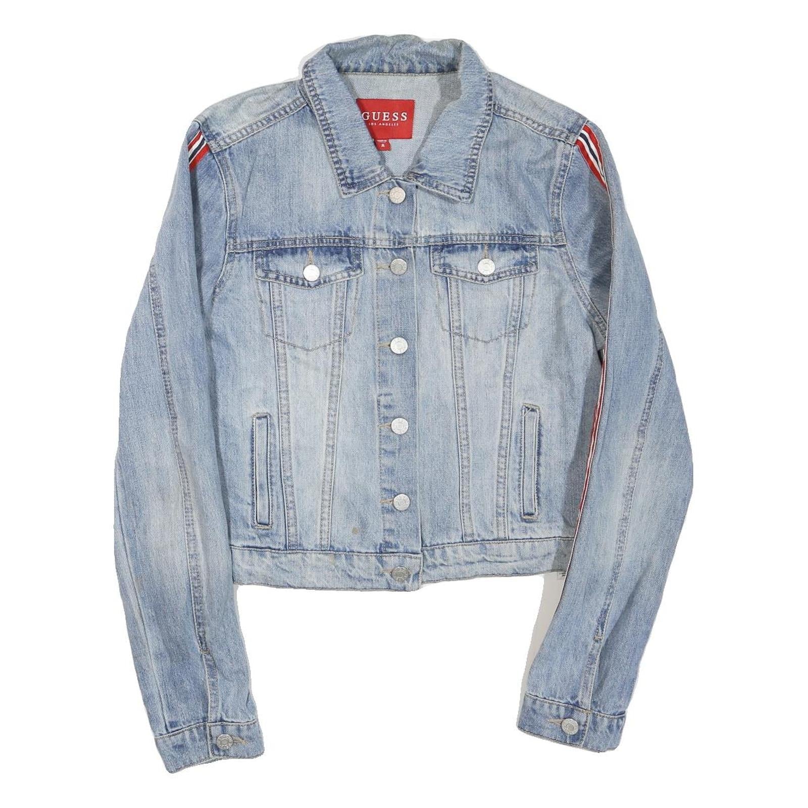 Buy GUESS Womens Blue Denim Jacket M Cotton Blend Button Stripe Detail Casual Refurbished - $77.99 GUESS Womens Blue Denim Jacket M Cotton Blend Button Stripe Detail Casual Refurbished - N/A refurbished available on Cerqular
