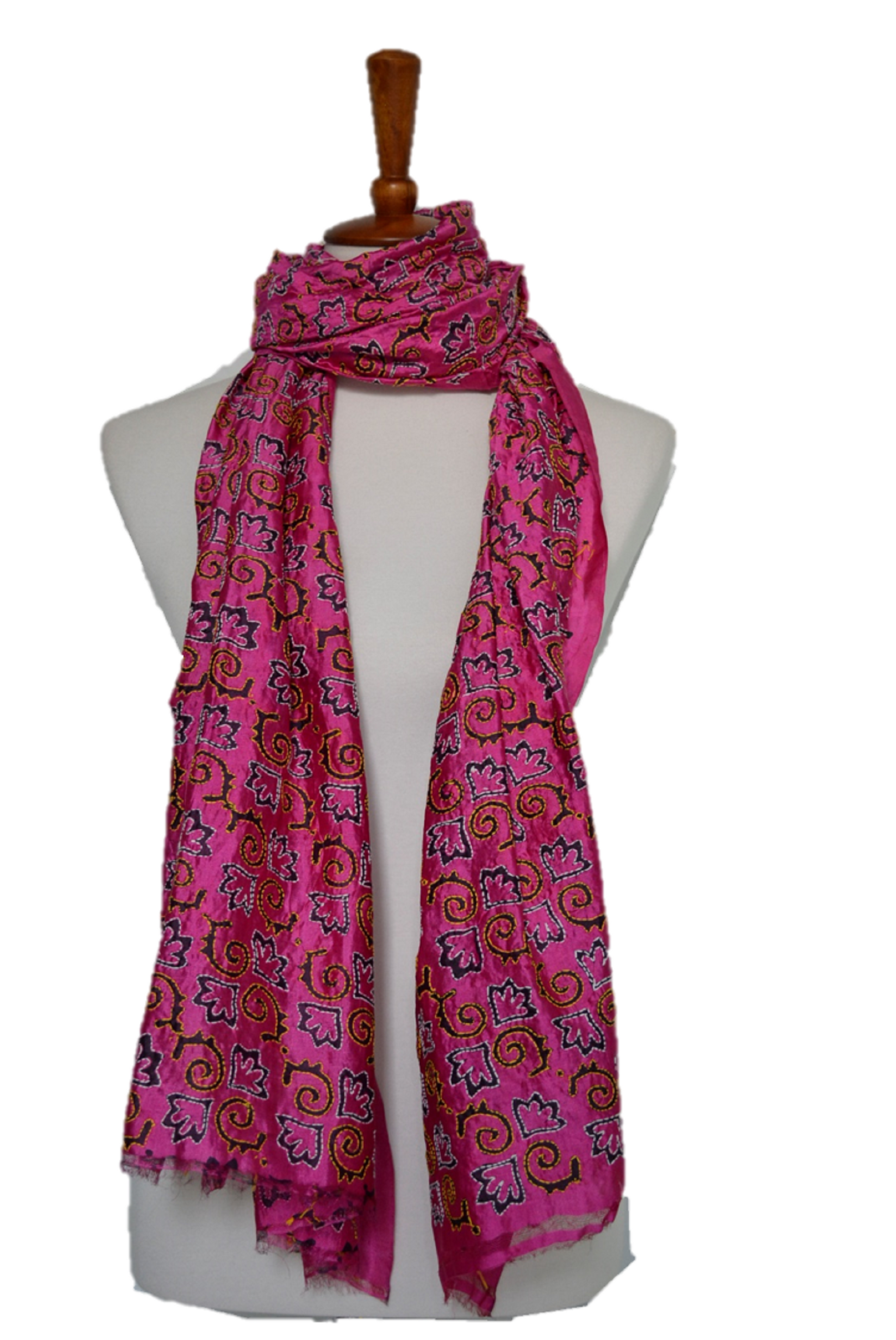 Ethical Luxury Wrap by Women Artisans - Hand-Embroidered Silk Shawl | Color: Royal red Refurbished - N/A refurbished available on Cerqular
