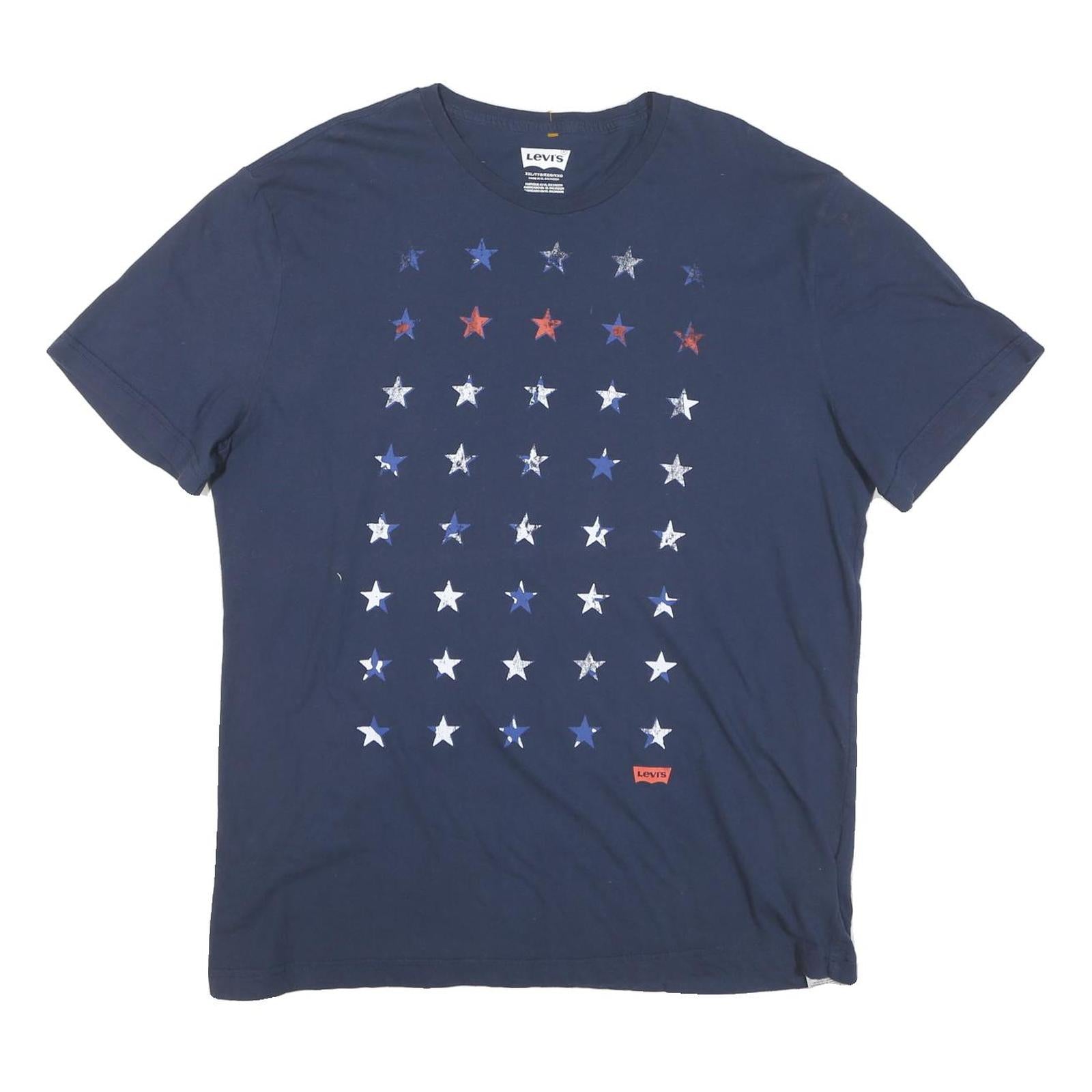 LEVI'S Mens Blue Cotton Blend Graphic T-Shirt 2XL Short Sleeve Crew Neck Refurbished - N/A refurbished available on Cerqular