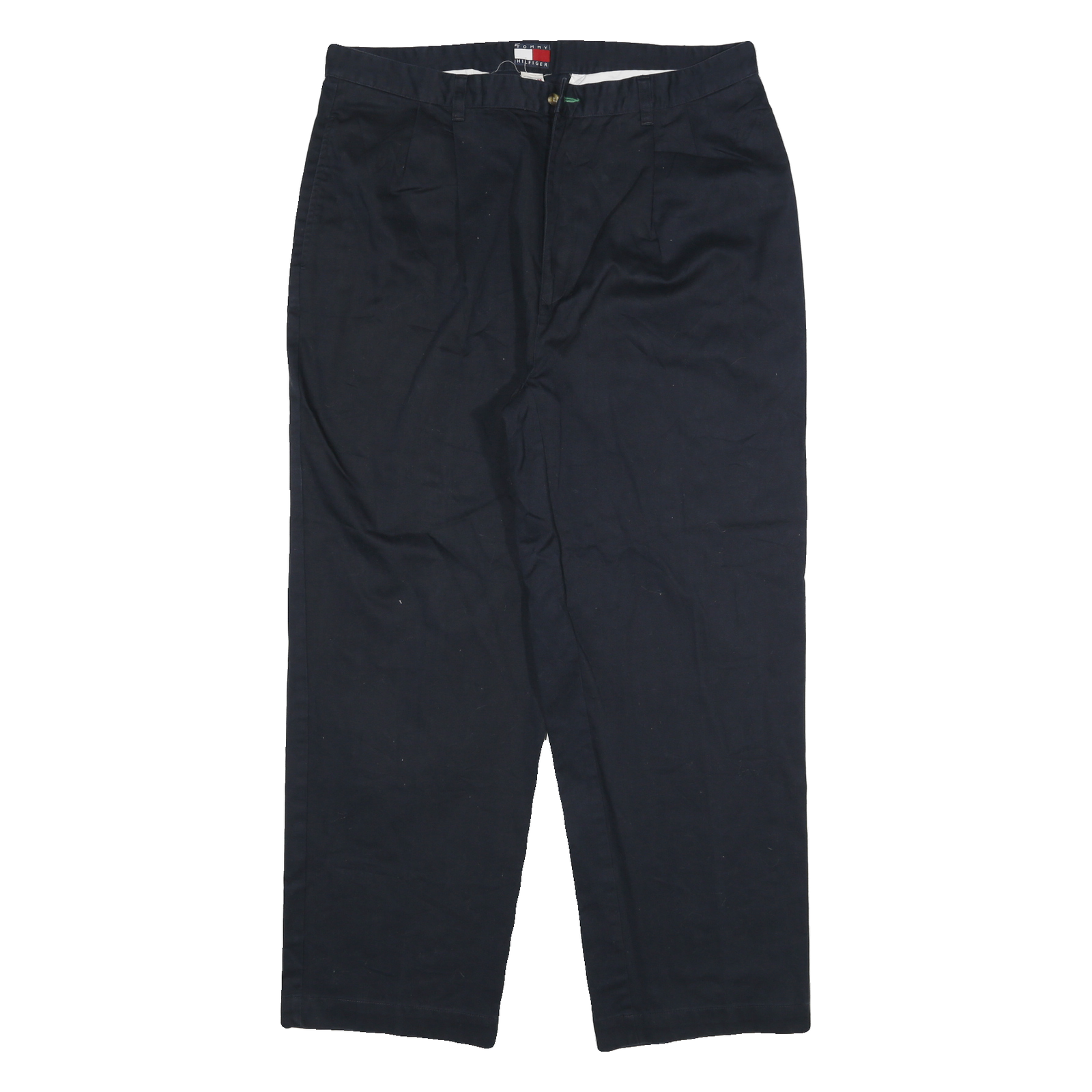 TOMMY HILFIGER Mens Cotton Blend Navy Relaxed Straight Trousers W38 L30 Casual Refurbished - N/A refurbished available on Cerqular