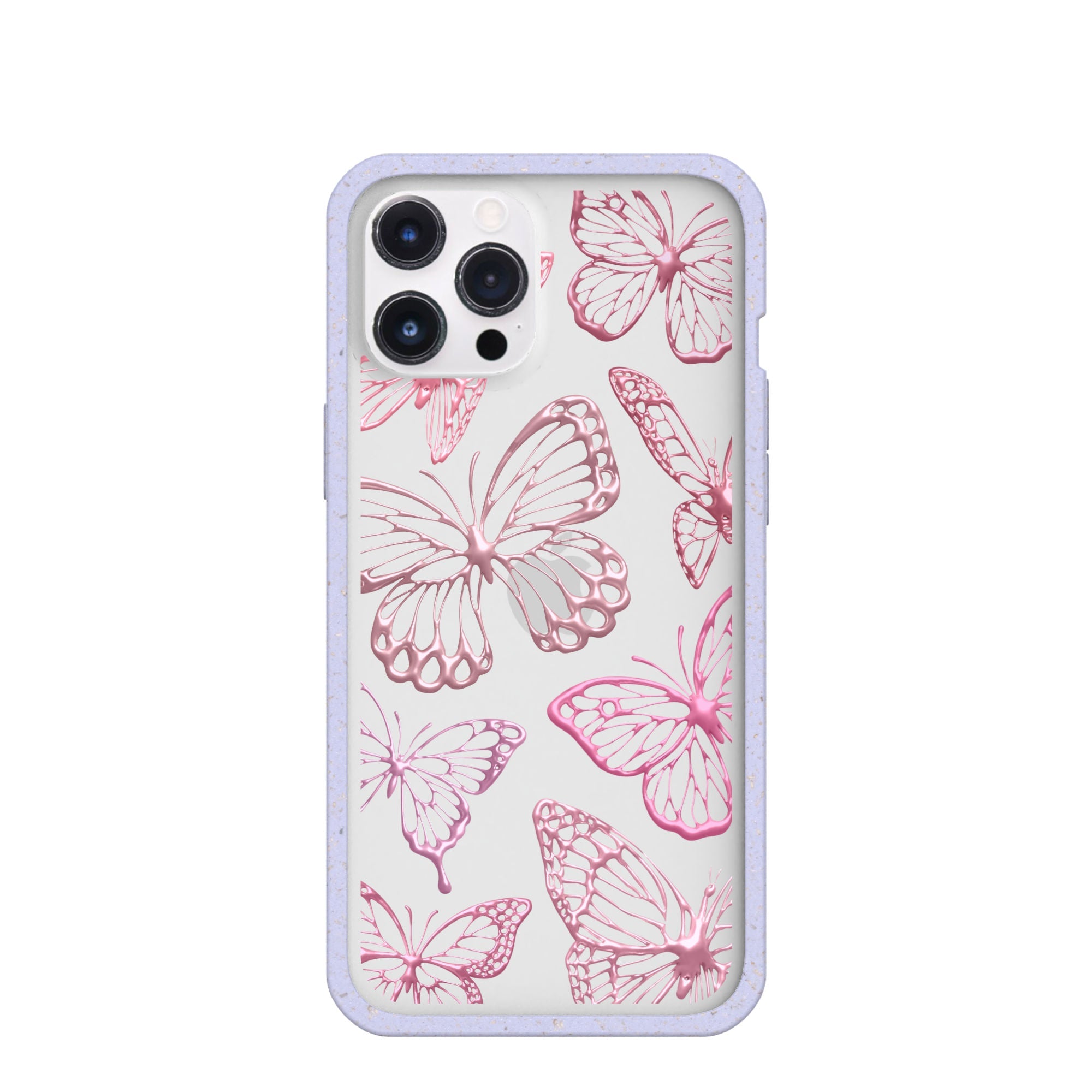 Clear Butterfly Effect iPhone 12 Pro Max Case With Lavender Ridge Refurbished - Pela Case refurbished available on Cerqular