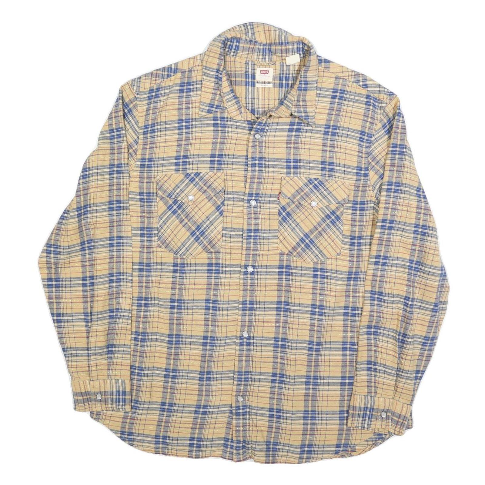 Buy LEVI'S Mens Beige & Blue Checked Cotton Blend Shirt L Casual Long Sleeve Button Refurbished - $35.09 LEVI'S Mens Beige & Blue Checked Cotton Blend Shirt L Casual Long Sleeve Button Refurbished - N/A refurbished available on Cerqular