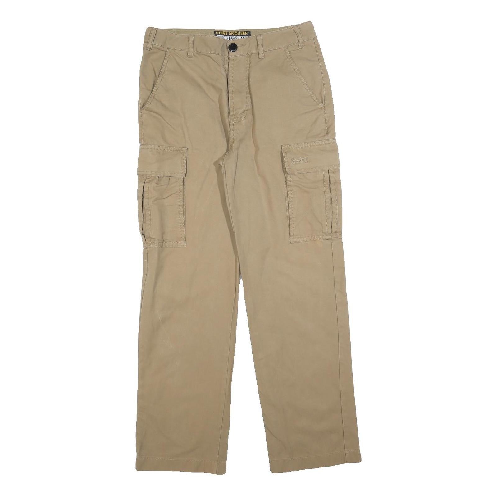 STEVE MCQUEEN Mens Cotton Blend Beige Regular Cargo Trousers W30 L30 Classic Zip Refurbished - N/A refurbished available on Cerqular