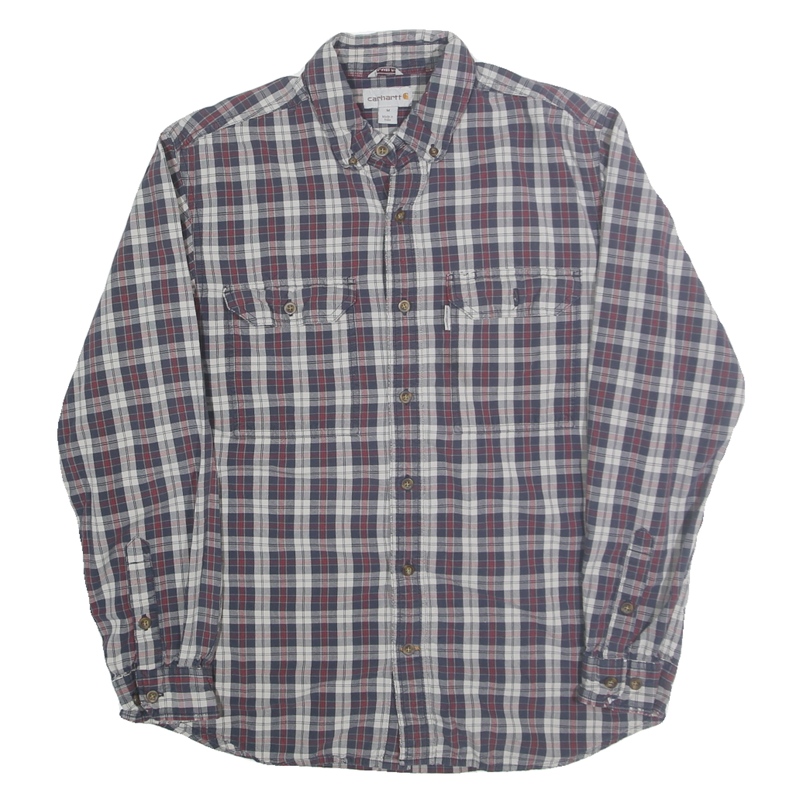 CARHARTT Mens Blue & Red Checked Cotton Blend Shirt M Long Sleeve Casual Refurbished - N/A refurbished available on Cerqular