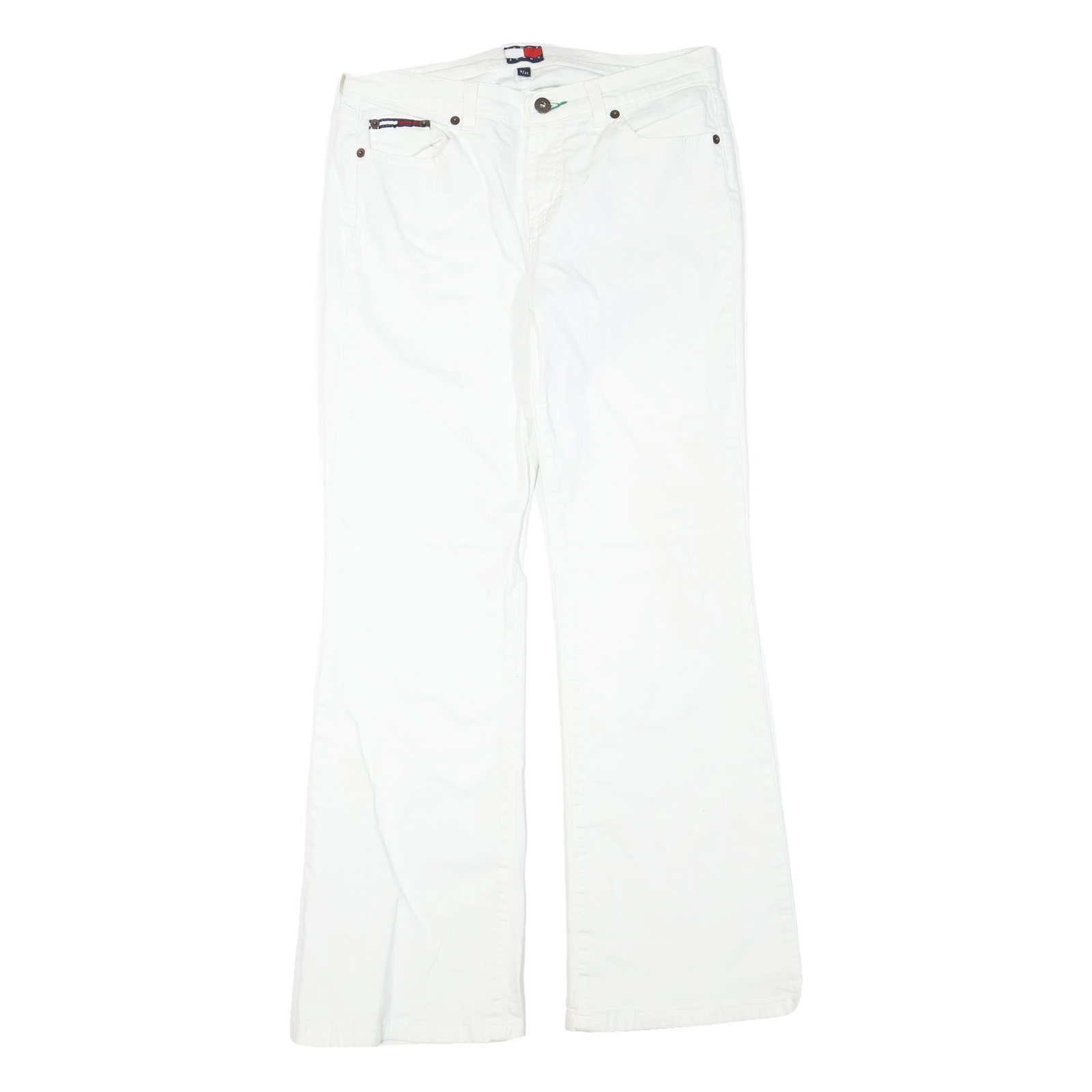 TOMMY JEANS Womens White Regular Flared Denim Light W31 L31 Zip Cotton Blend Refurbished - N/A refurbished available on Cerqular