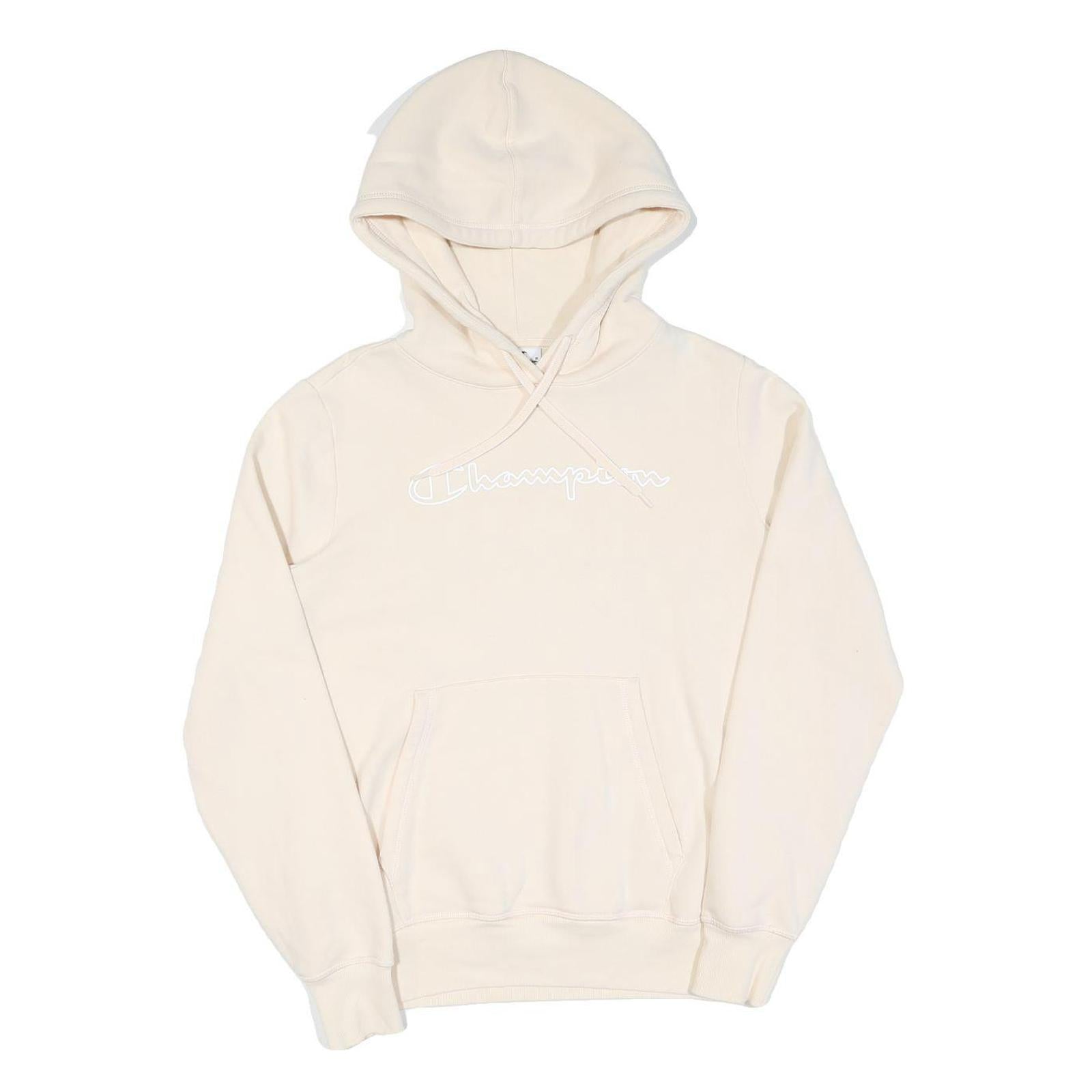 CHAMPION Womens Cream Hoodie L Cotton Pullover Drawstring Refurbished - N/A refurbished available on Cerqular