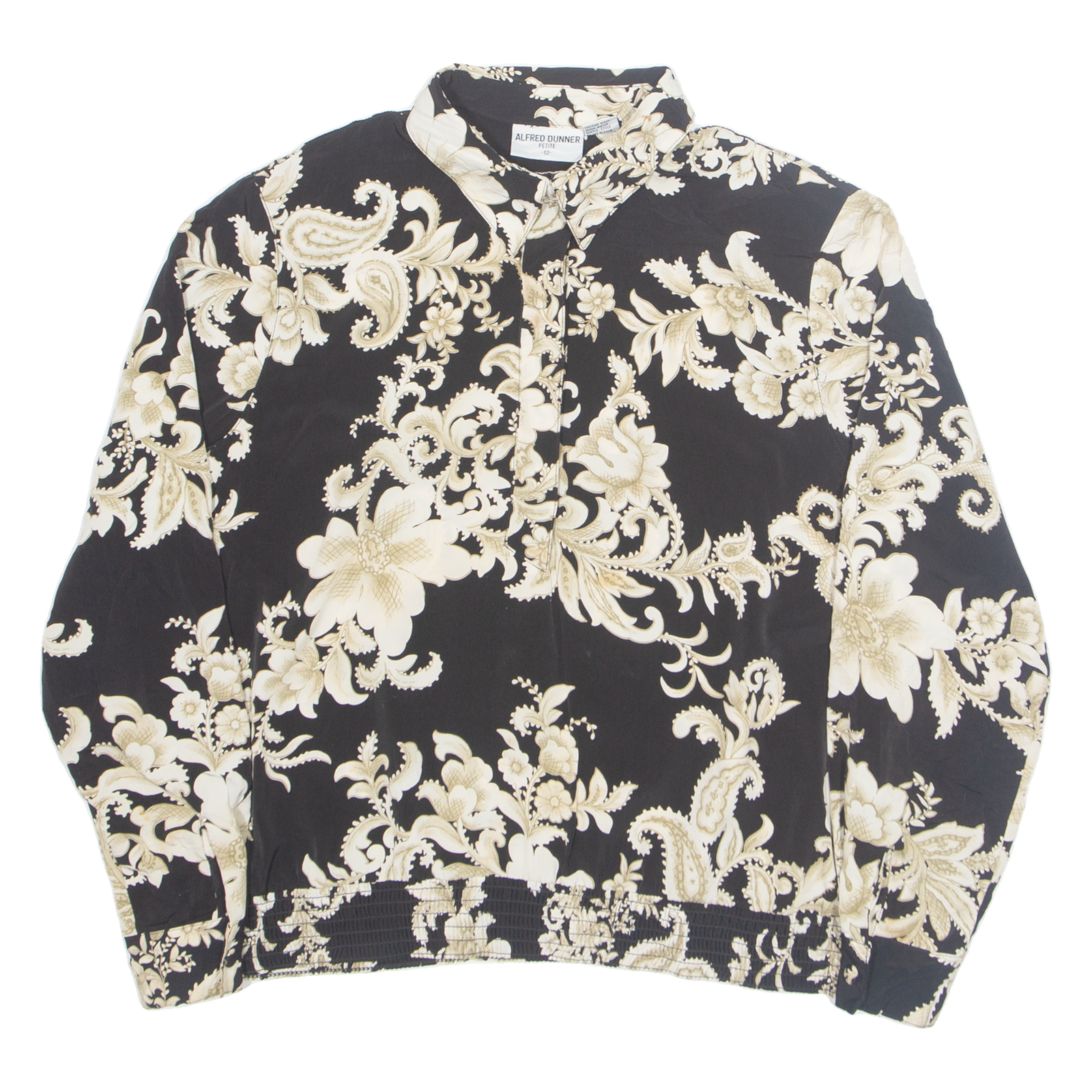 ALFRED DUNNER Petite Womens Printed Shirt Black Collared Floral UK 12 Refurbished - N/A refurbished available on Cerqular