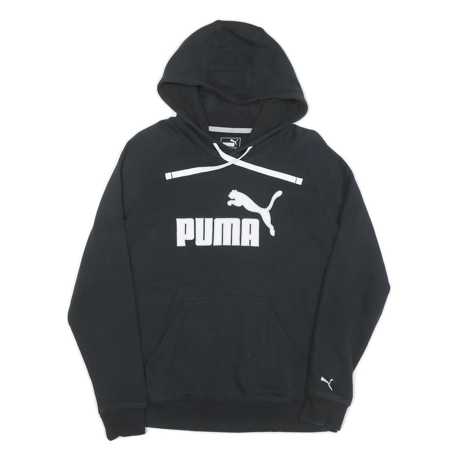 PUMA Womens Black Cotton Hoodie UK 14 Sweatshirt Logo Pullover Casual Refurbished - N/A refurbished available on Cerqular