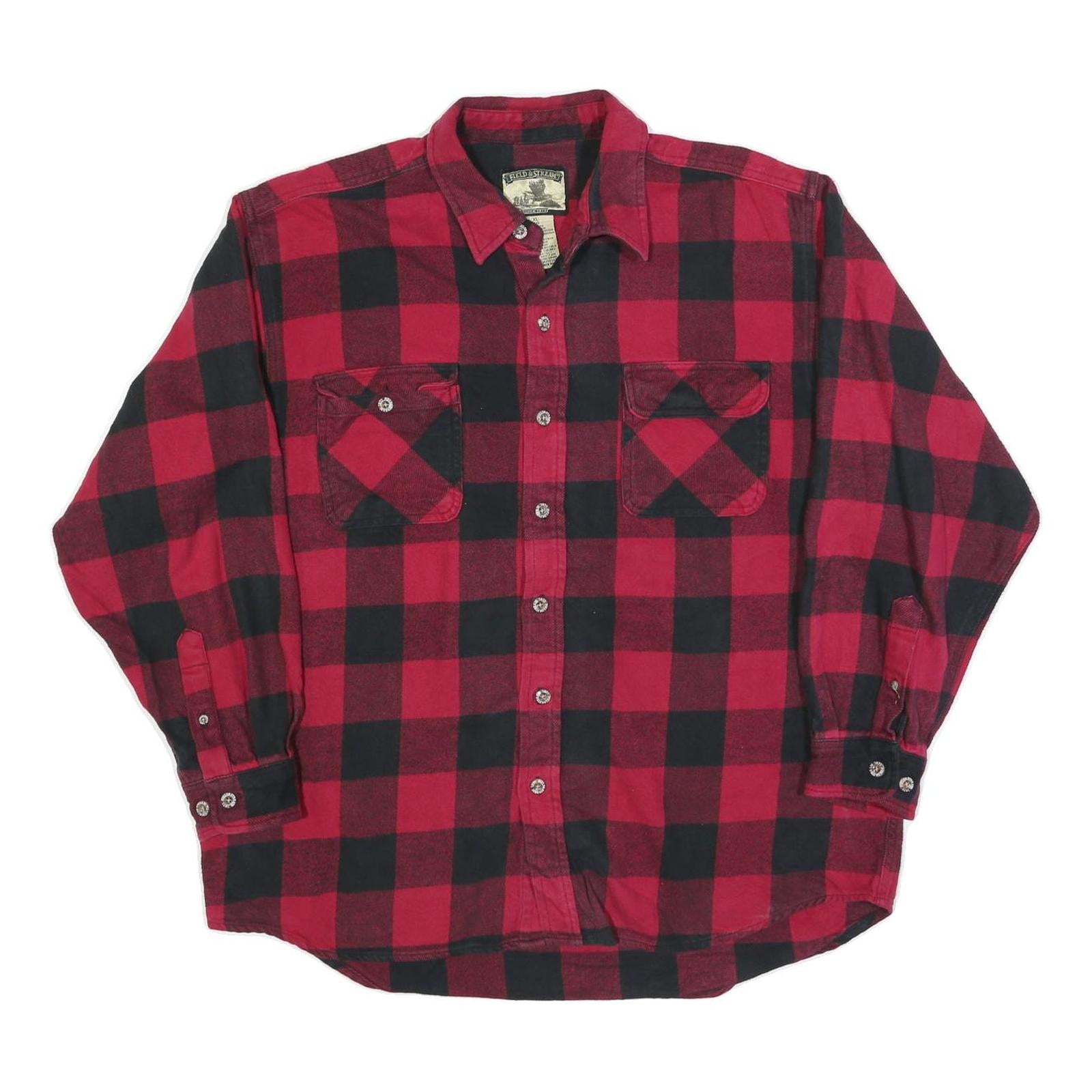 FIELD & STREAM Mens Red & Black Check Lumberjack Shirt XL Cotton Blend Casual Refurbished - N/A refurbished available on Cerqular