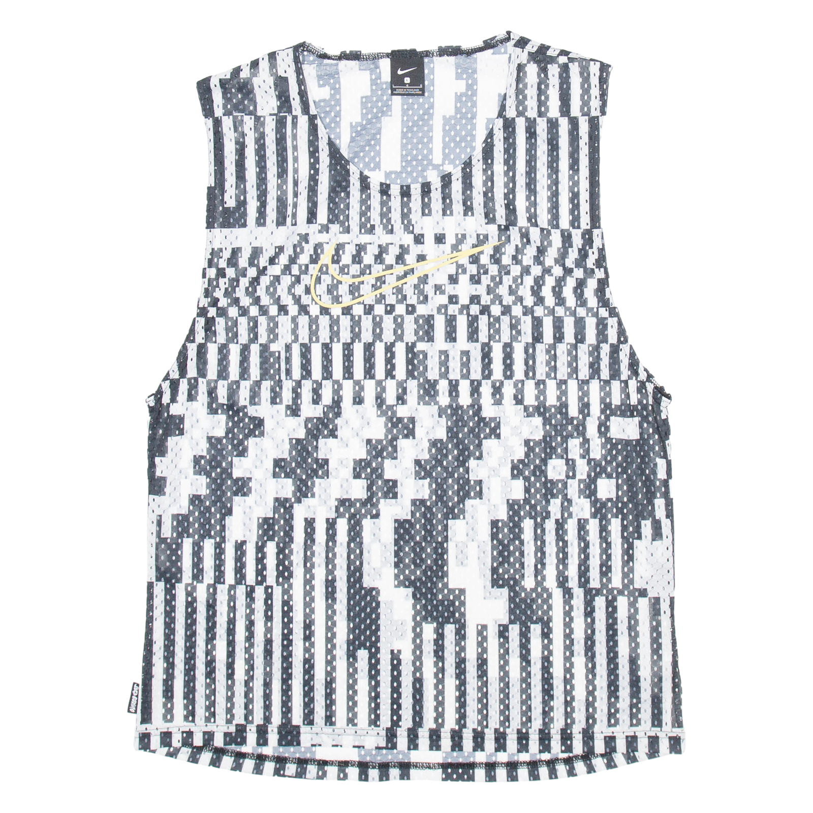 NIKE Womens Printed Vest Black Sleeveless Faux Silk Check L Refurbished - N/A refurbished available on Cerqular