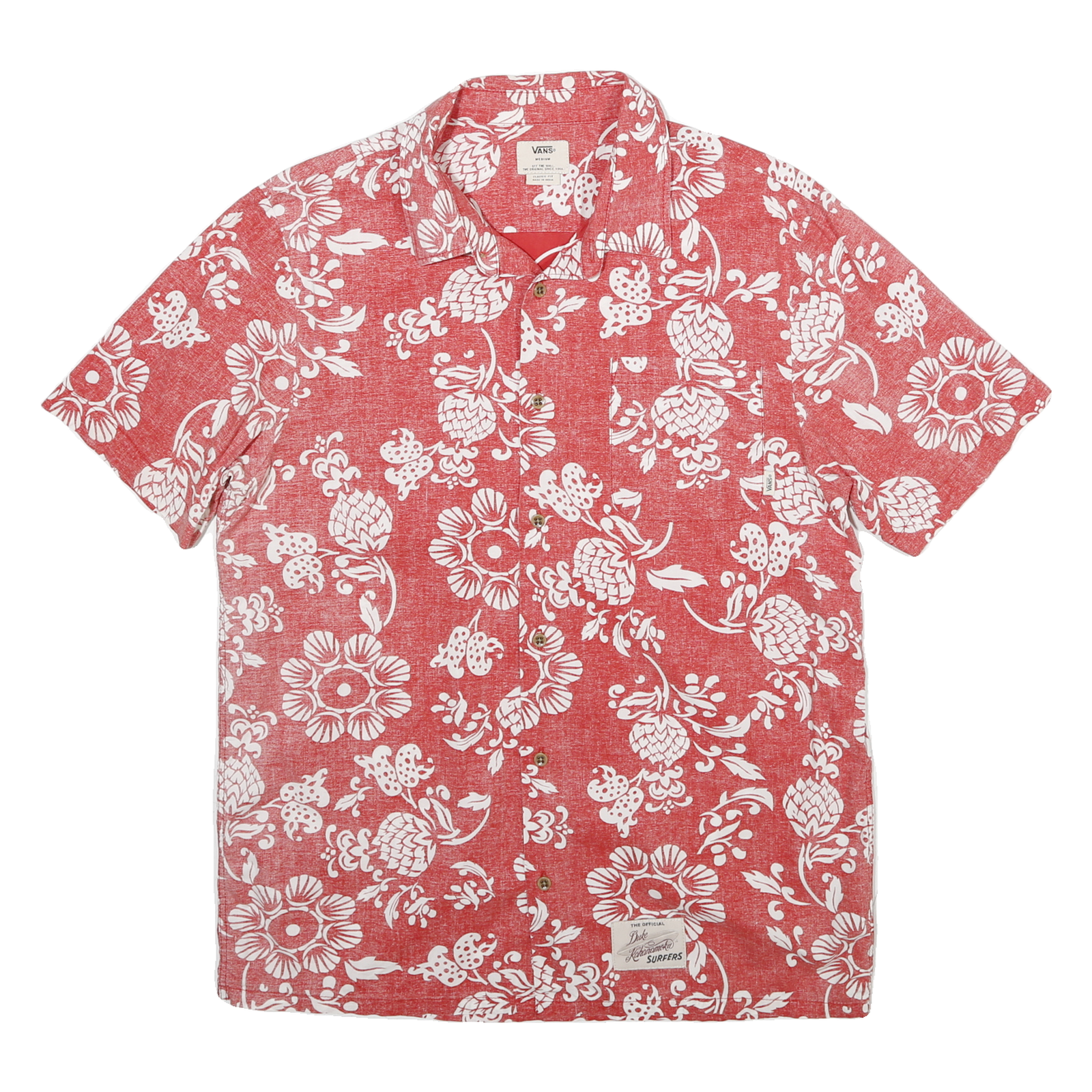 VANS Mens Red & White Floral Short Sleeve Shirt M Cotton Blend Summer Casual Refurbished - N/A refurbished available on Cerqular