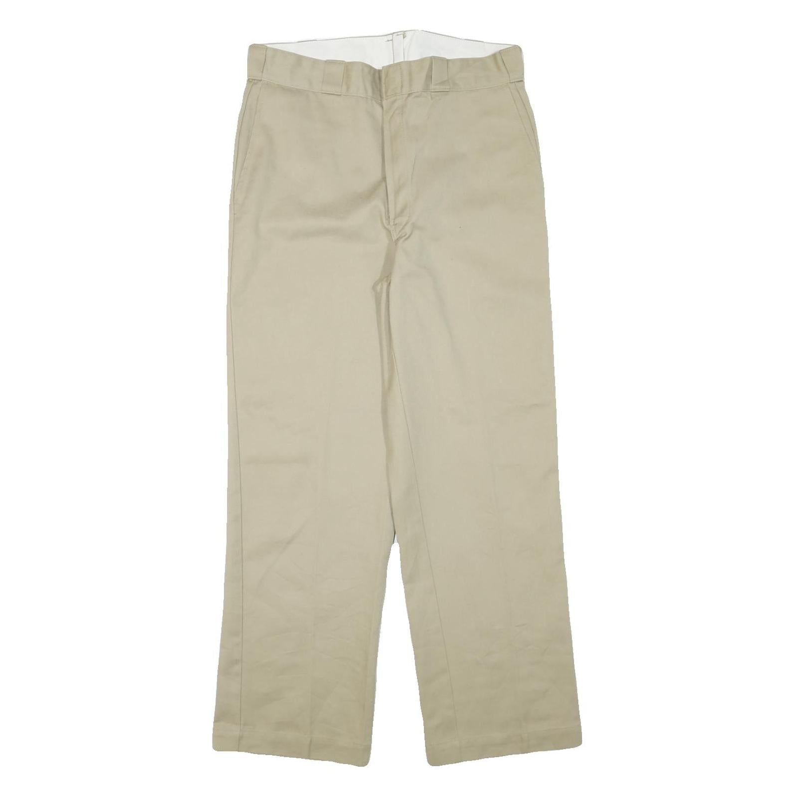 DICKIES Mens Regular Fit Beige Cotton Blend Trousers W32 L29 Classic Zip Closure Refurbished - N/A refurbished available on Cerqular