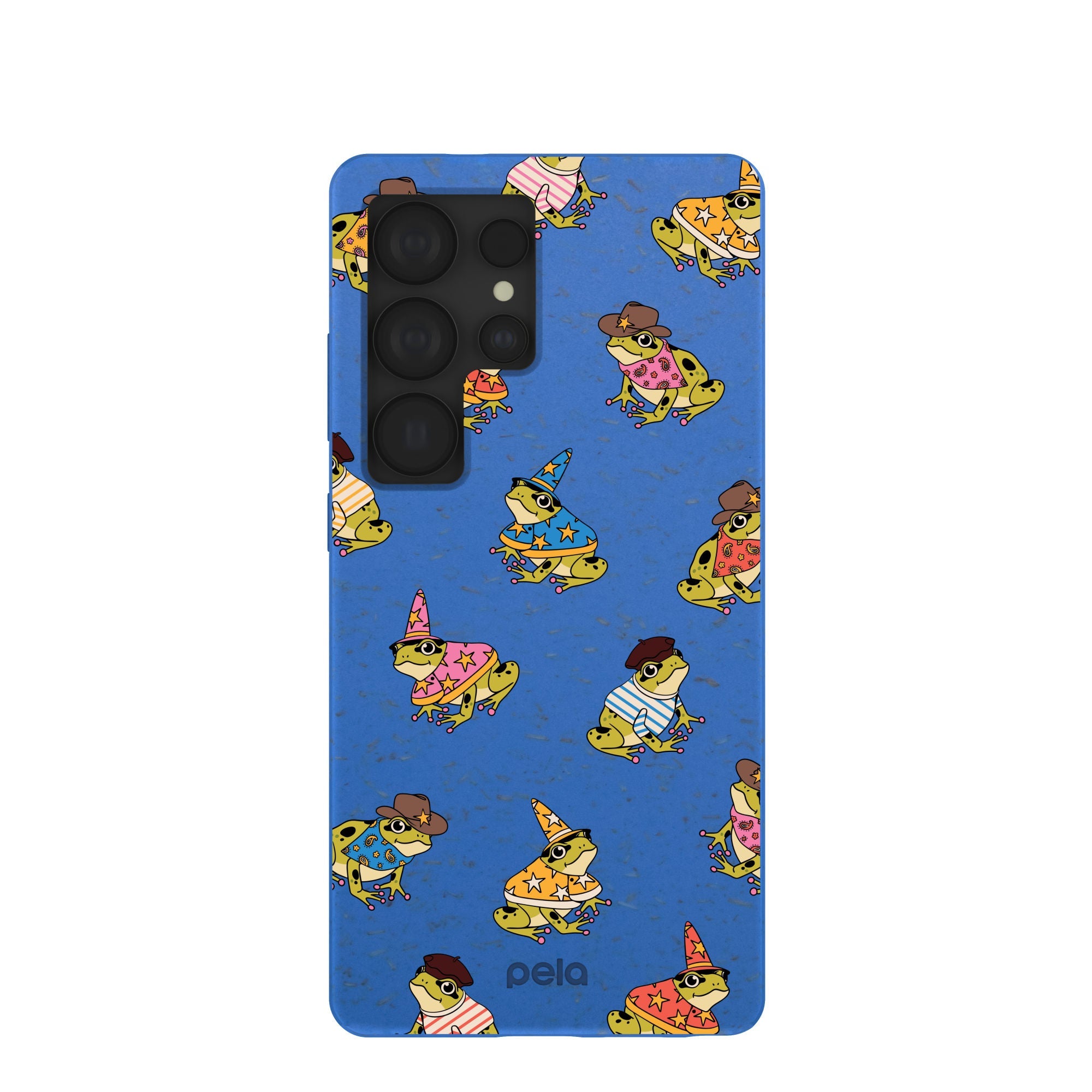 Electric Blue Fancy Frogs Samsung Galaxy S25 Ultra Case Refurbished - Pela Case refurbished available on Cerqular