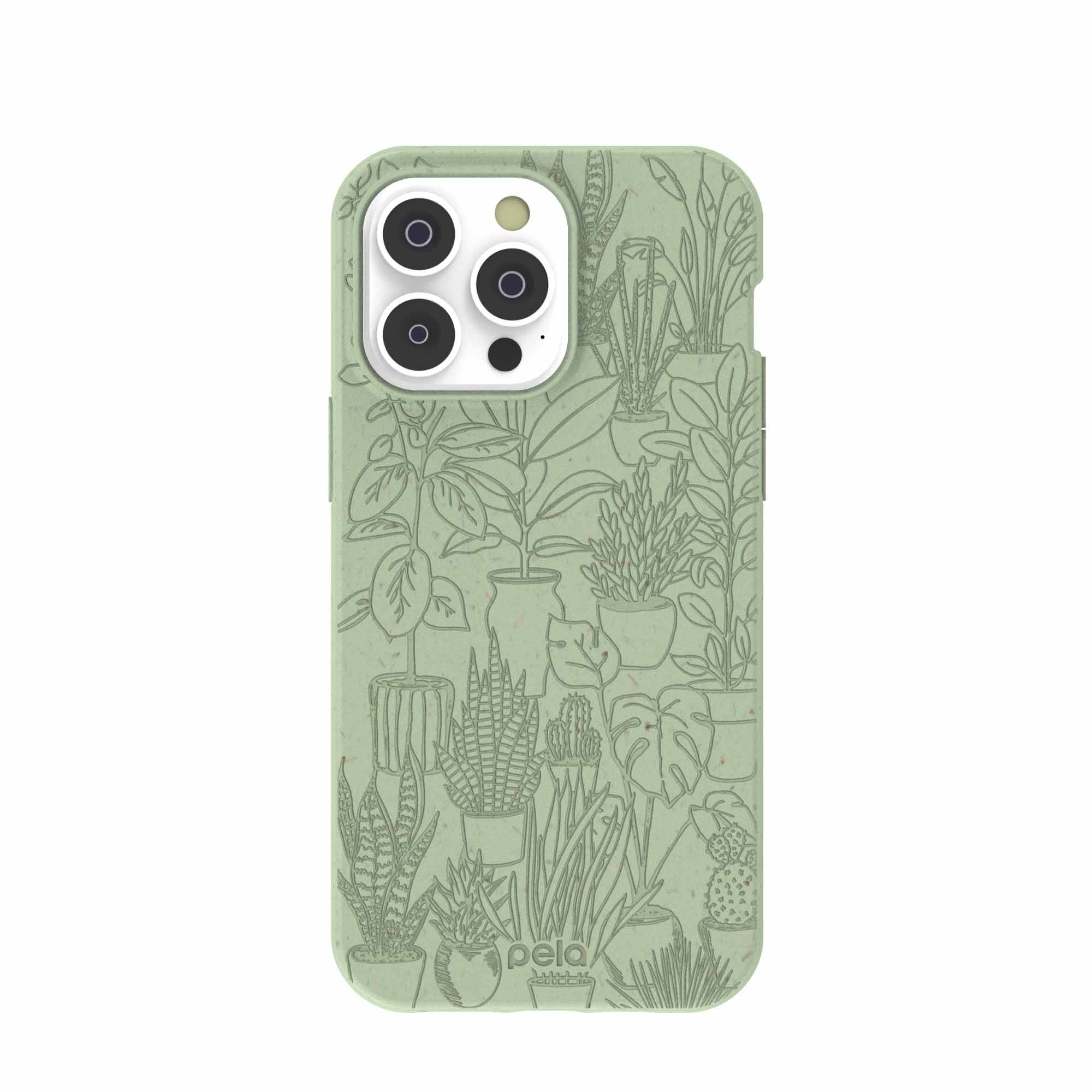 Sage Green Green Oasis iPhone 14 Pro Max Case Refurbished - Pela Case refurbished available on Cerqular