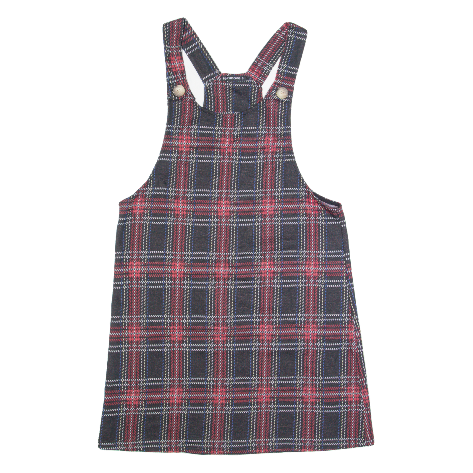 TERRANOVA Womens Dungaree Dress Red Check Sleeveless Knee Length S Refurbished - N/A refurbished available on Cerqular
