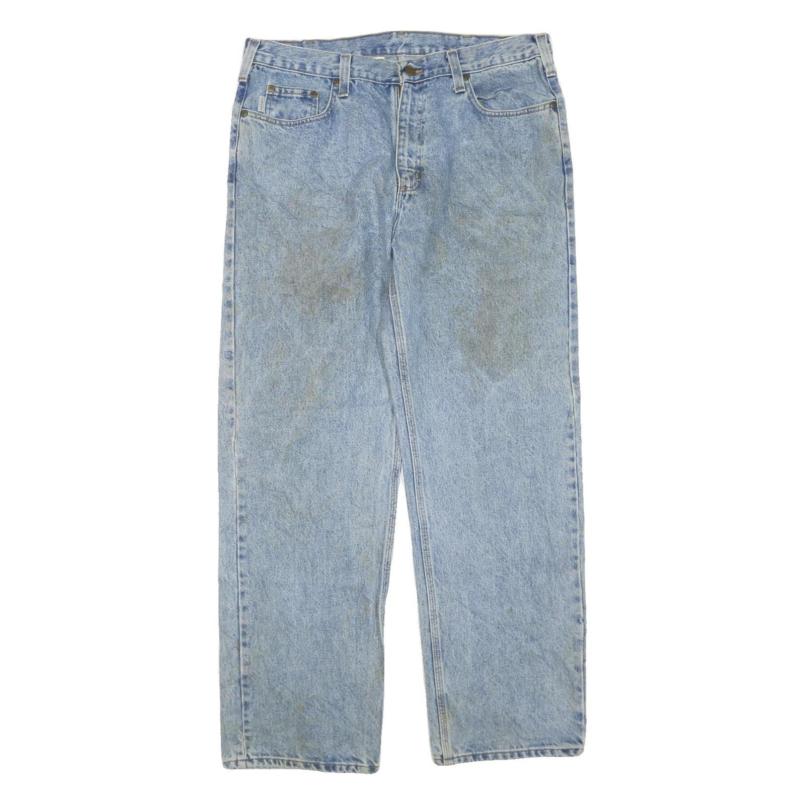 CARHARTT Mens Jeans Blue Regular Straight Denim Medium W38 L32 Classic Zip Refurbished - N/A refurbished available on Cerqular